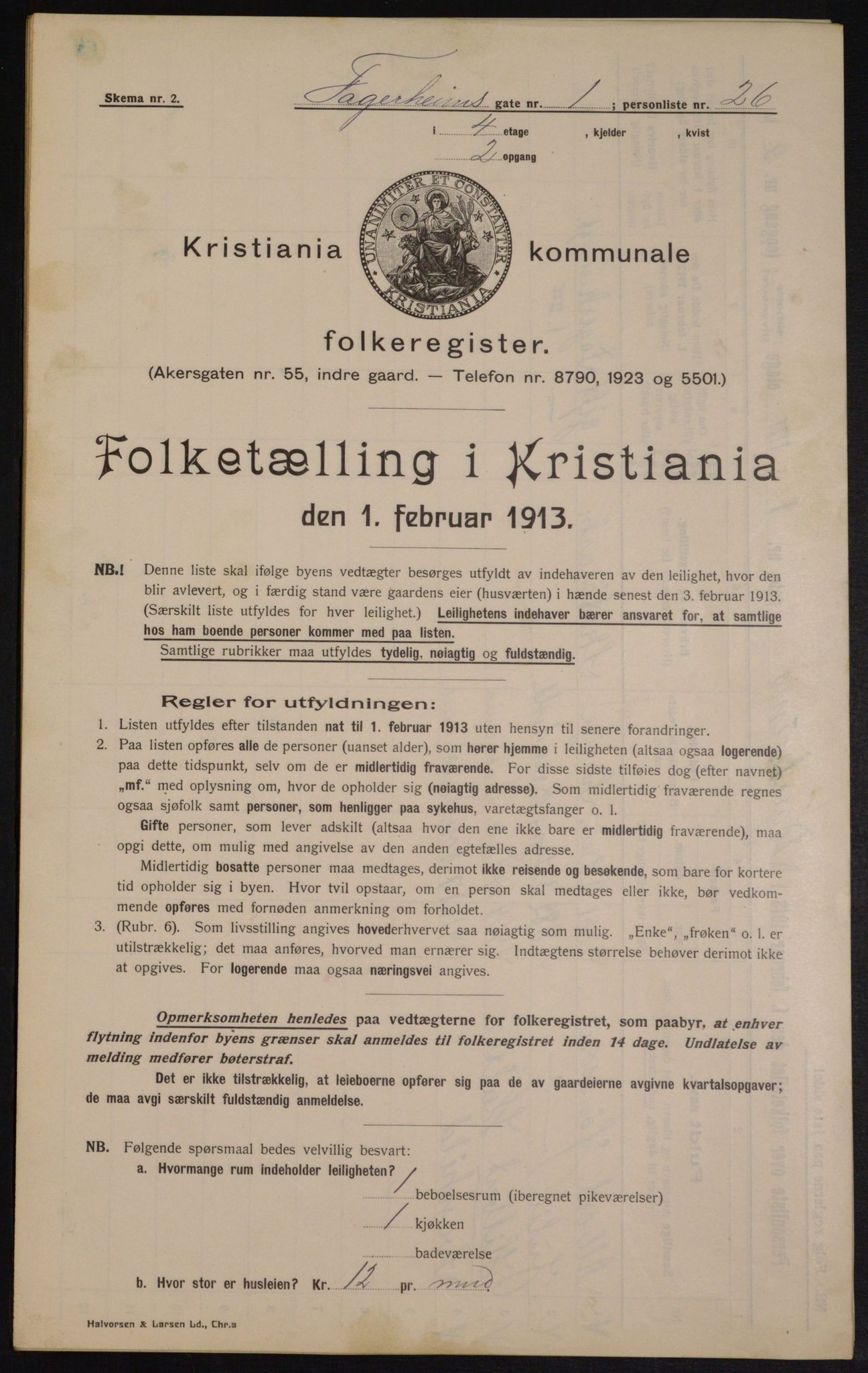 OBA, Municipal Census 1913 for Kristiania, 1913, p. 23198