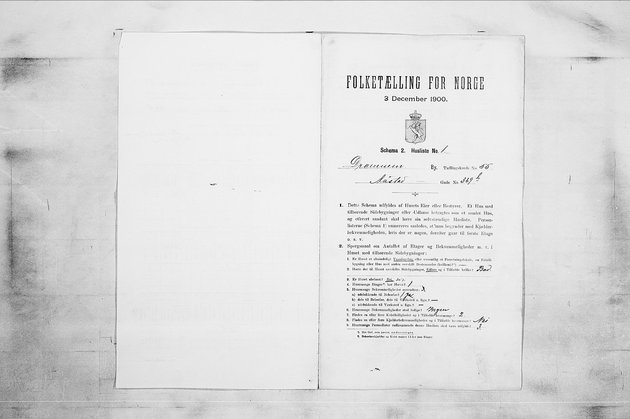 RA, 1900 census for Drammen, 1900, p. 9555