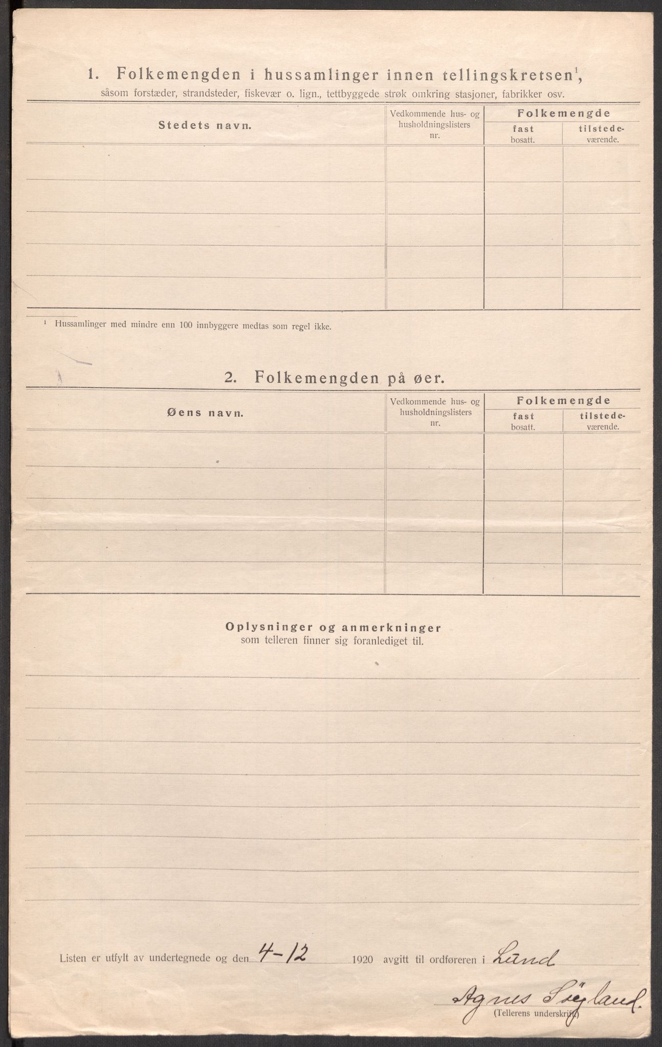 SAST, 1920 census for Lund, 1920, p. 17