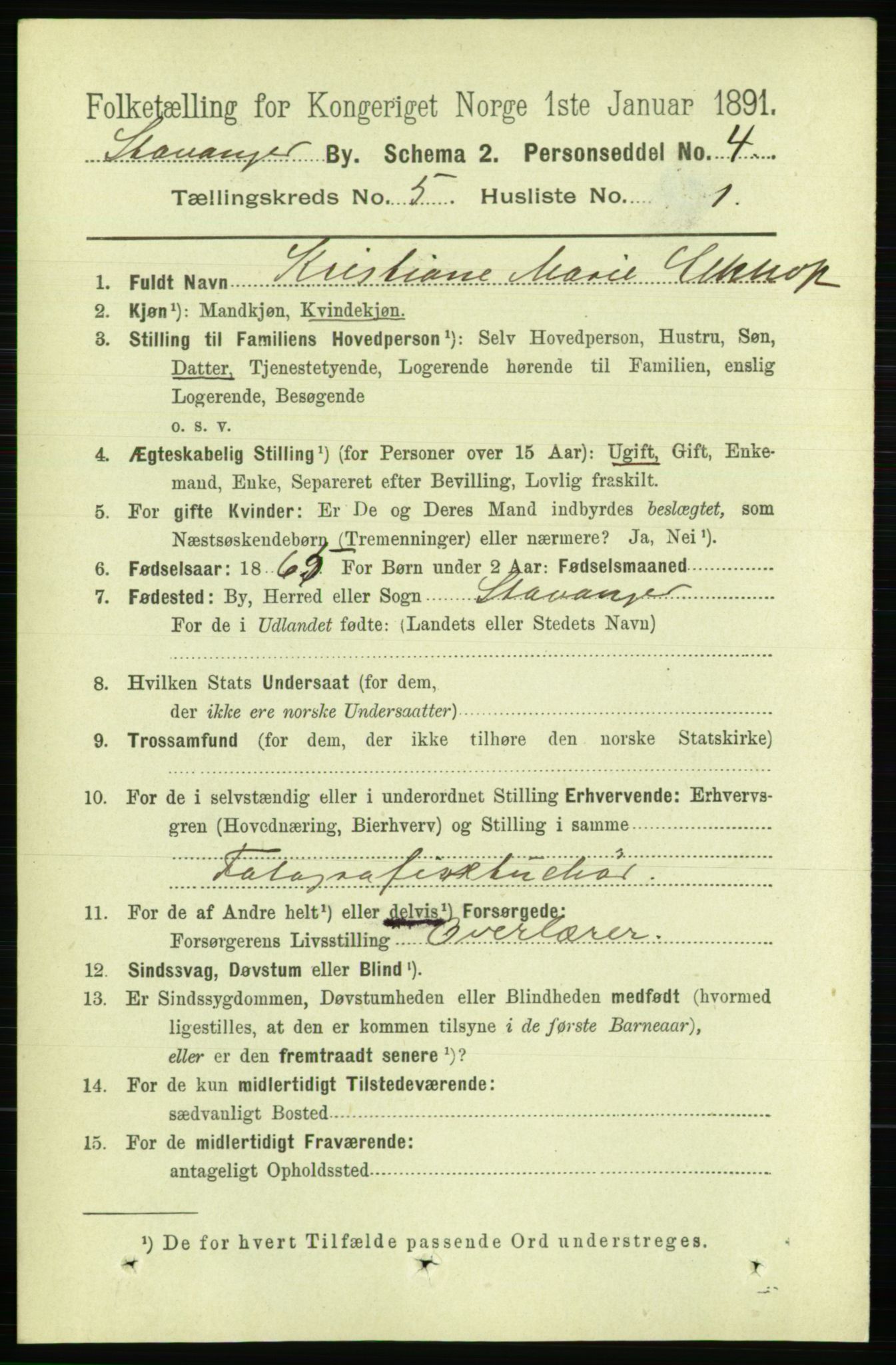 RA, 1891 census for 1103 Stavanger, 1891, p. 8810