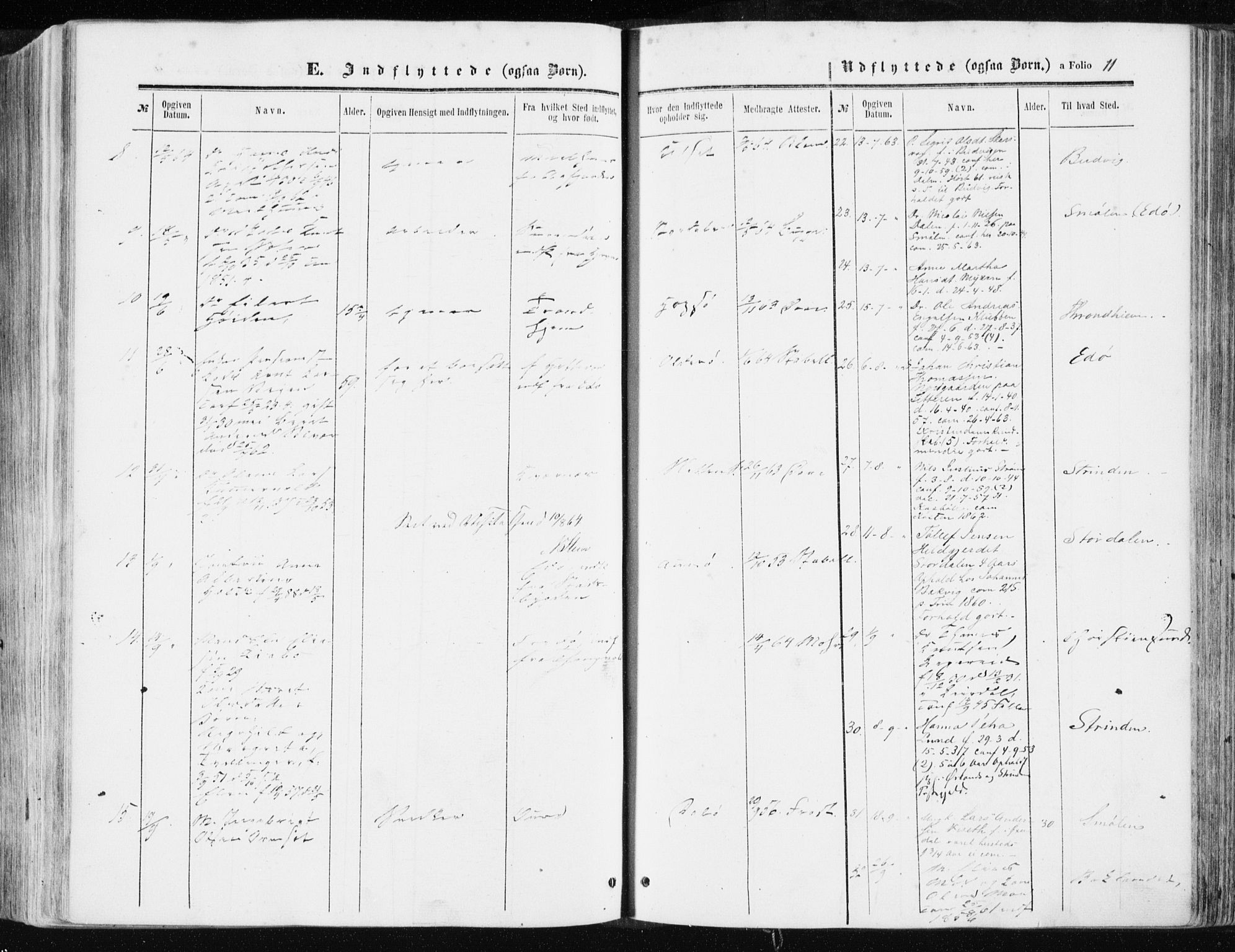 Ministerialprotokoller, klokkerbøker og fødselsregistre - Sør-Trøndelag, AV/SAT-A-1456/634/L0531: Parish register (official) no. 634A07, 1861-1870, p. 11