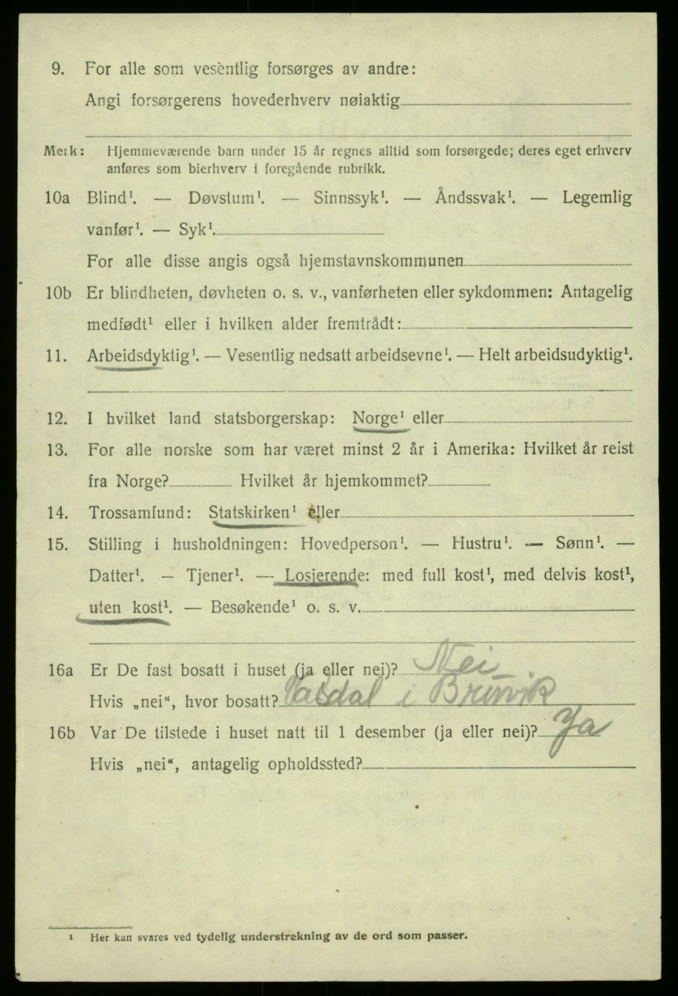 SAB, 1920 census for Bruvik, 1920, p. 4885