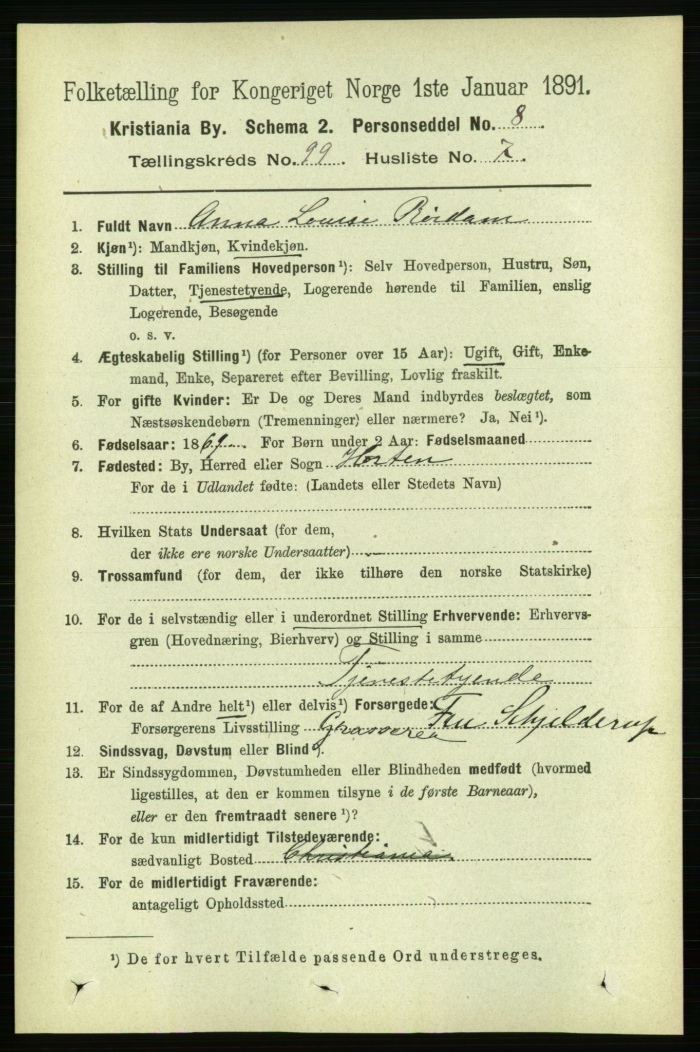 RA, 1891 census for 0301 Kristiania, 1891, p. 48651