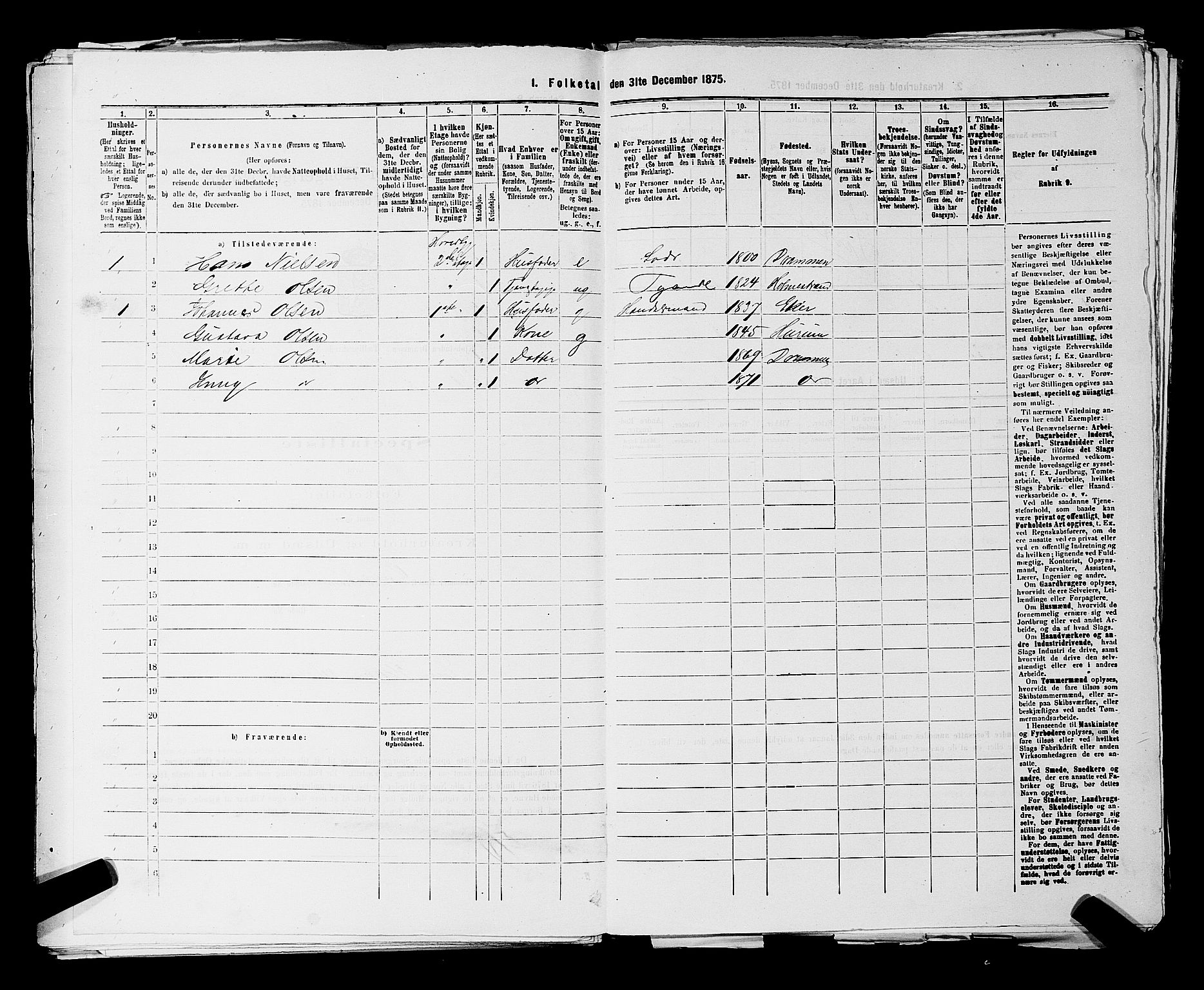 SAKO, 1875 census for 0602 Drammen, 1875, p. 2949