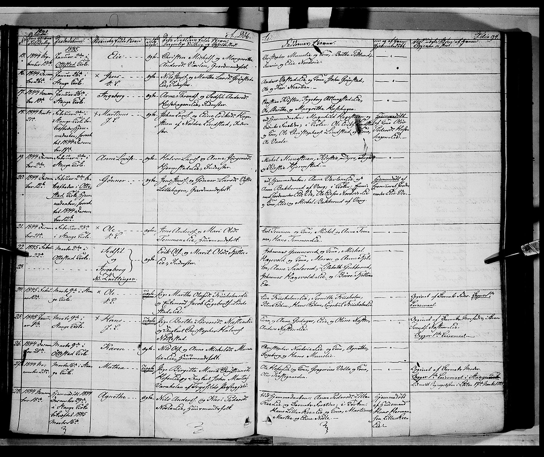 Stange prestekontor, AV/SAH-PREST-002/K/L0010: Parish register (official) no. 10, 1835-1845, p. 94