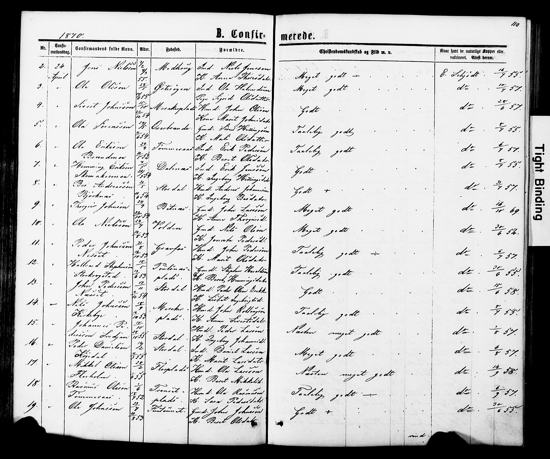 Ministerialprotokoller, klokkerbøker og fødselsregistre - Nord-Trøndelag, SAT/A-1458/706/L0049: Parish register (copy) no. 706C01, 1864-1895, p. 110