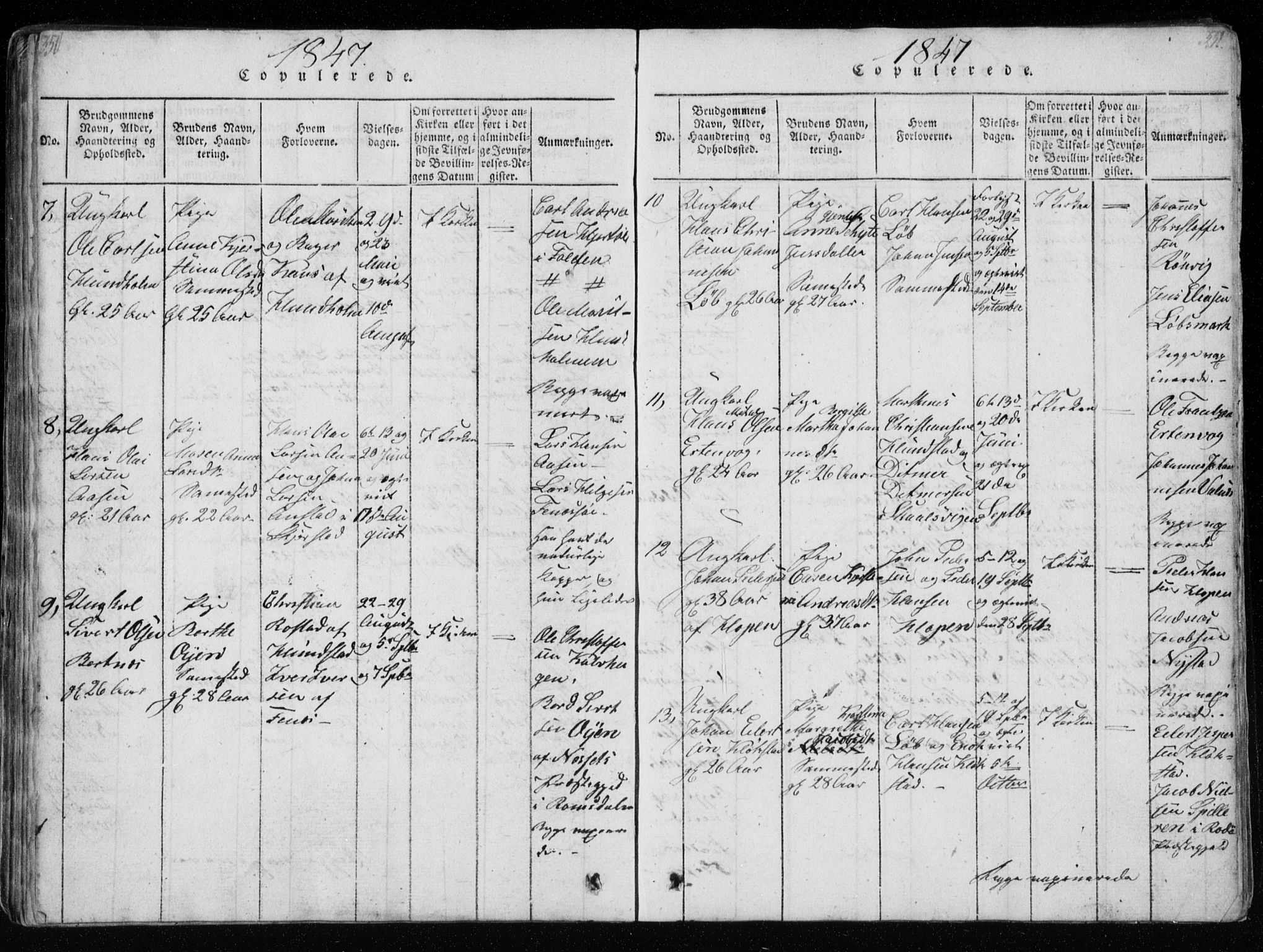 Ministerialprotokoller, klokkerbøker og fødselsregistre - Nordland, AV/SAT-A-1459/801/L0026: Parish register (copy) no. 801C01, 1820-1855, p. 350-351