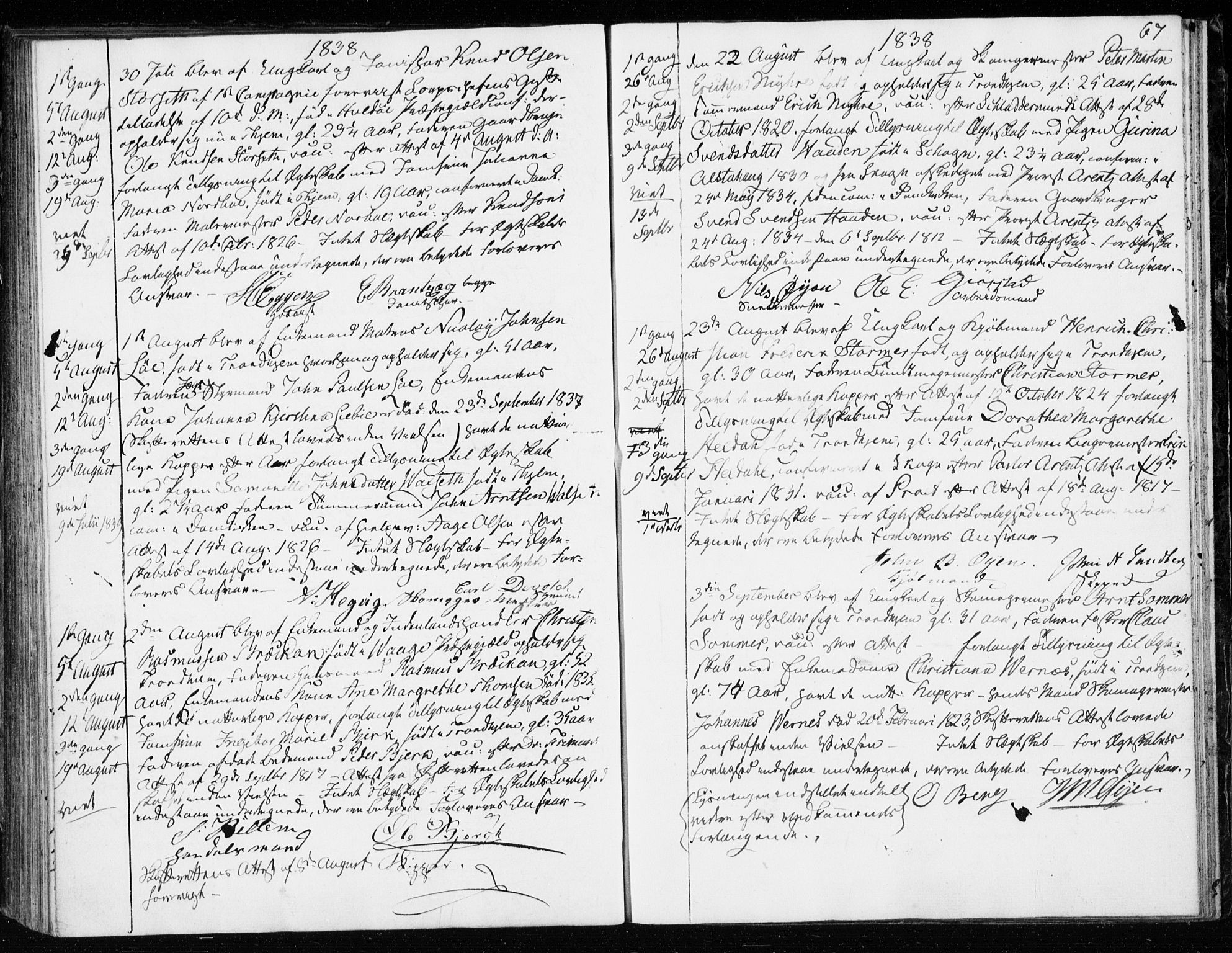 Ministerialprotokoller, klokkerbøker og fødselsregistre - Sør-Trøndelag, SAT/A-1456/601/L0046: Parish register (official) no. 601A14, 1830-1841, p. 67