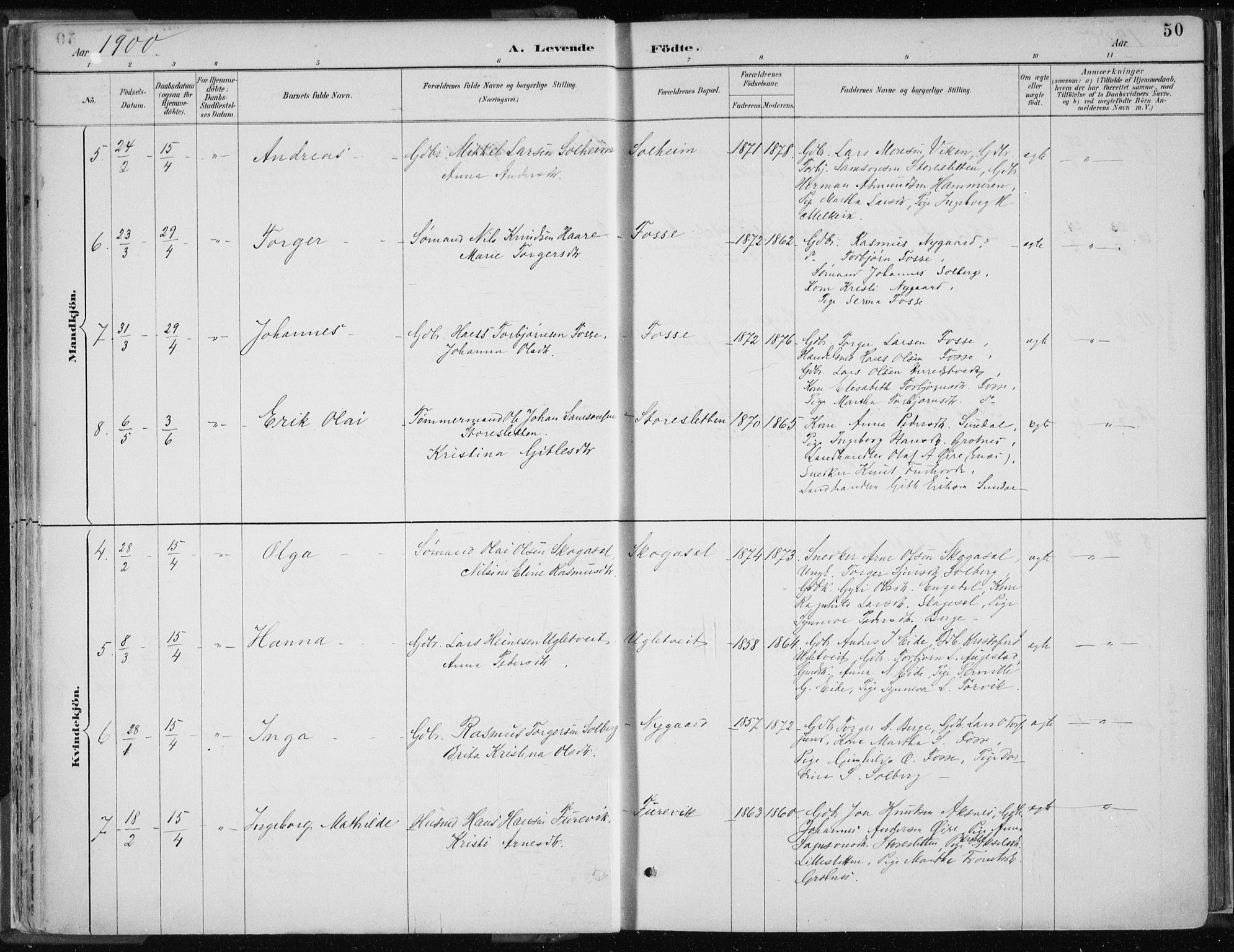 Strandebarm sokneprestembete, AV/SAB-A-78401/H/Haa: Parish register (official) no. B  1, 1886-1908, p. 50