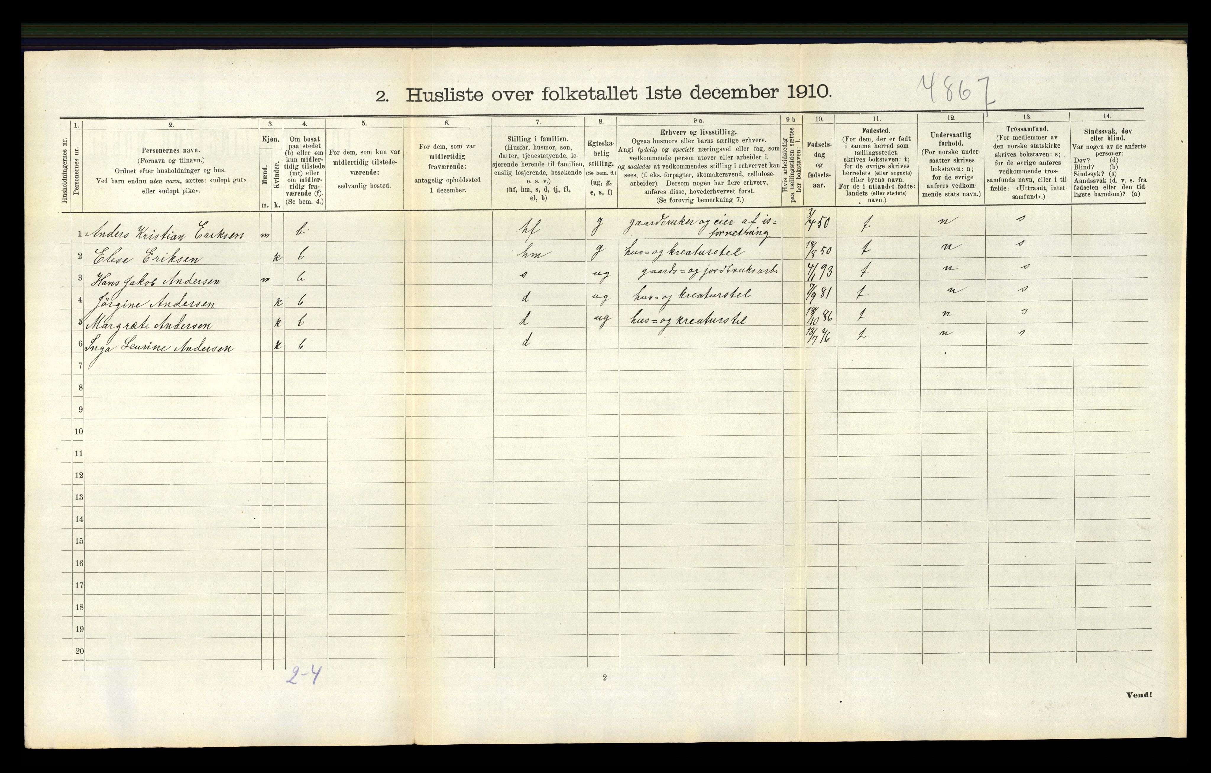 RA, 1910 census for Bamble, 1910, p. 369