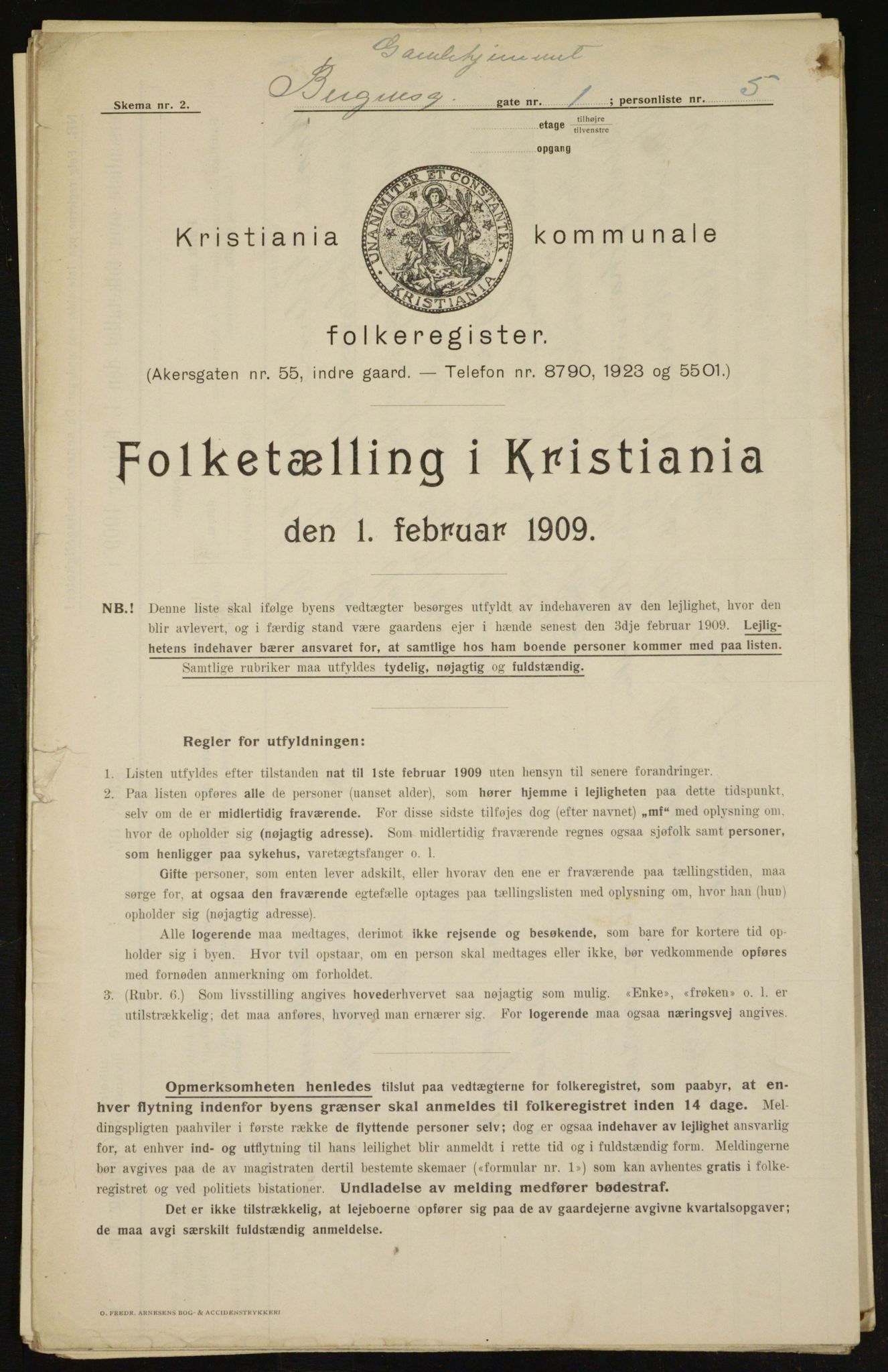 OBA, Municipal Census 1909 for Kristiania, 1909, p. 3431