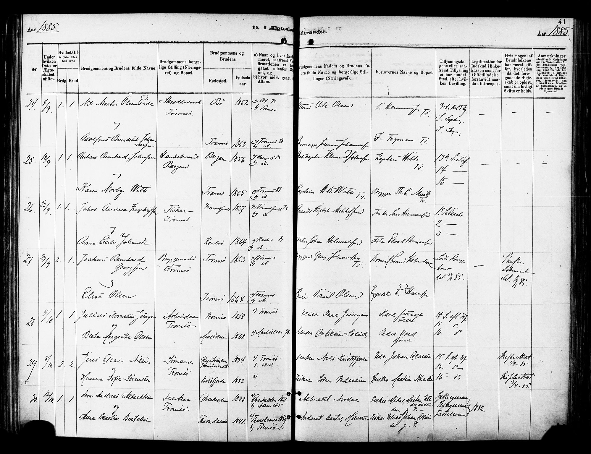 Tromsø sokneprestkontor/stiftsprosti/domprosti, SATØ/S-1343/G/Ga/L0014kirke: Parish register (official) no. 14, 1878-1888, p. 41