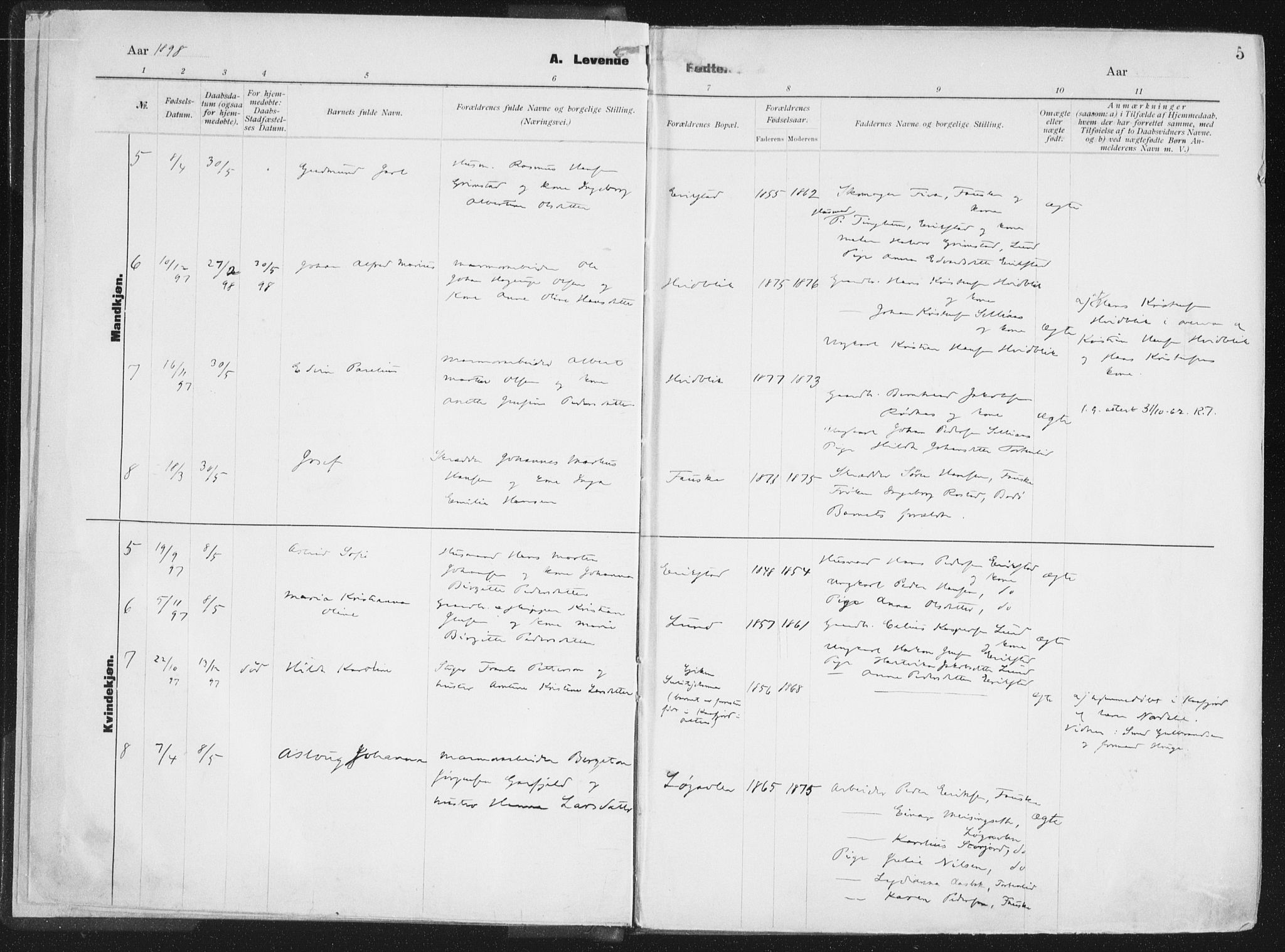 Ministerialprotokoller, klokkerbøker og fødselsregistre - Nordland, AV/SAT-A-1459/849/L0696: Parish register (official) no. 849A08, 1898-1910, p. 5