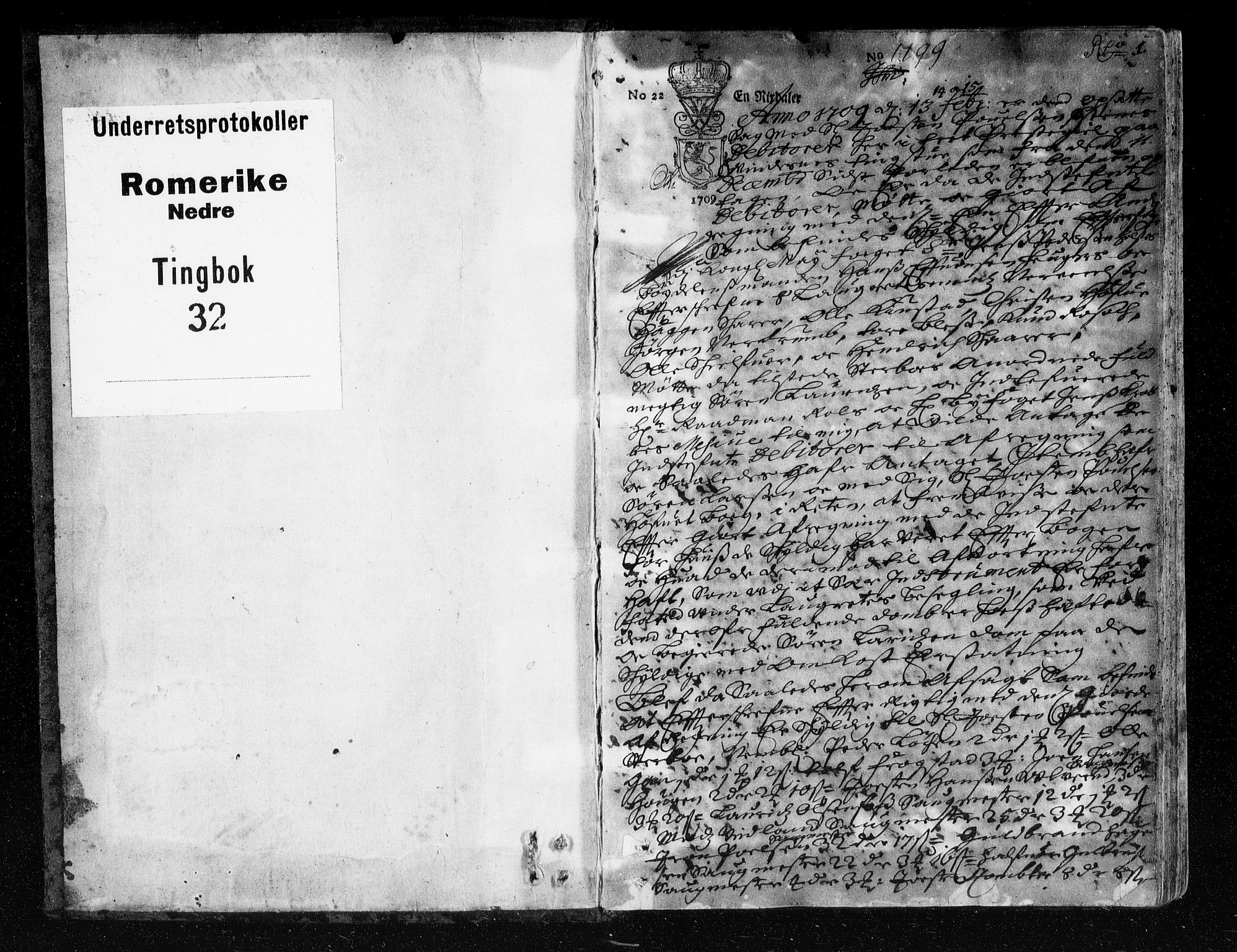 Nedre Romerike sorenskriveri, SAO/A-10469/F/Fb/L0032: Tingbok, 1709-1710, p. 0b-1a