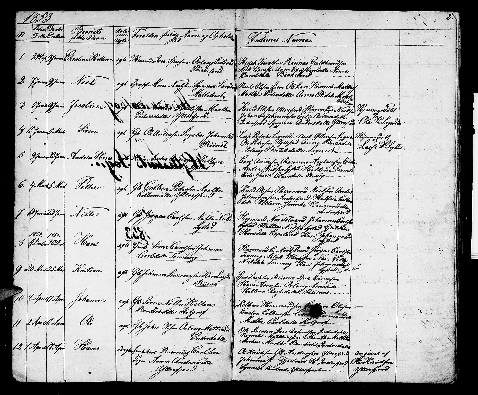 Hyllestad sokneprestembete, SAB/A-80401: Parish register (copy) no. A 1, 1853-1875, p. 2