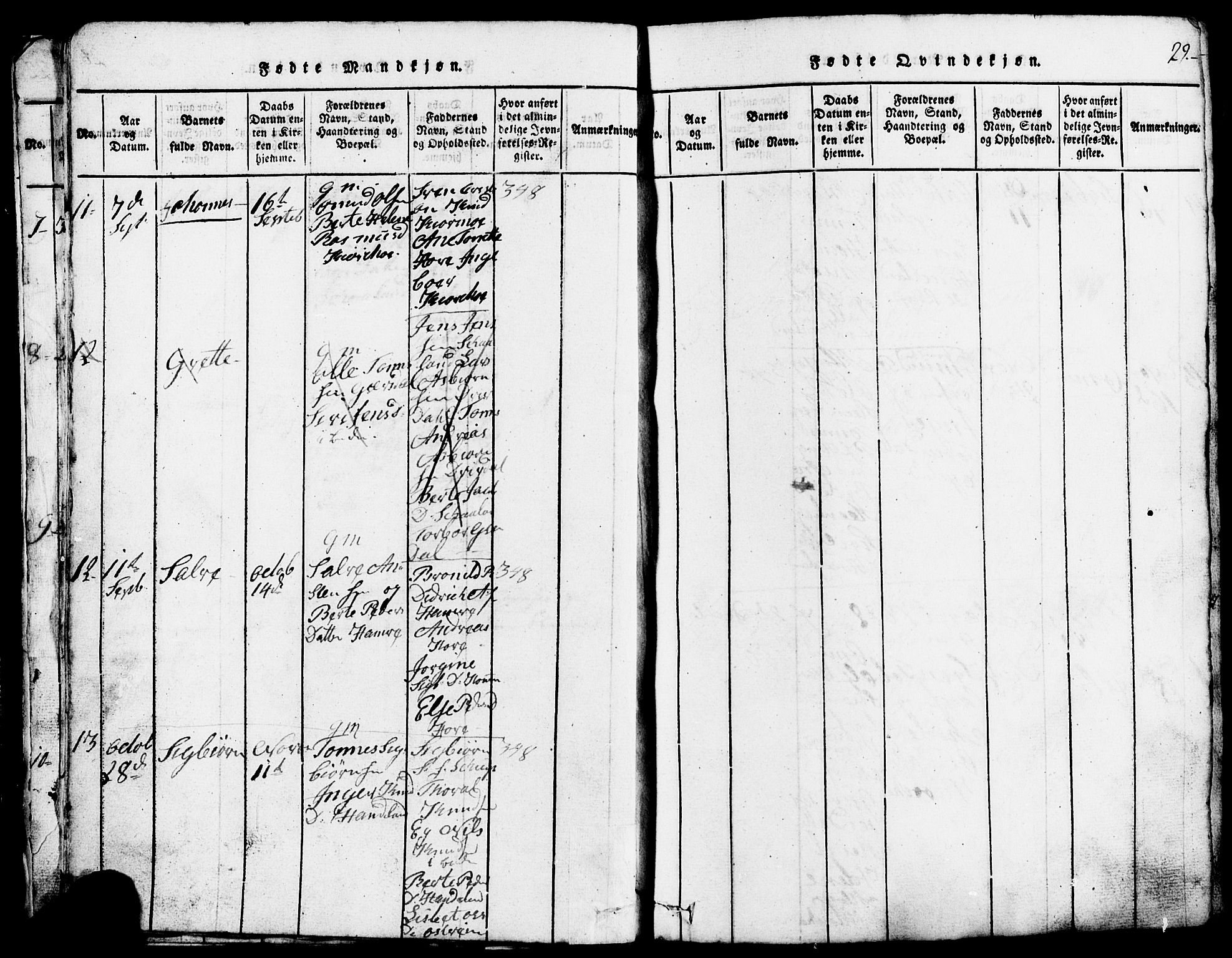 Lund sokneprestkontor, SAST/A-101809/S07/L0002: Parish register (copy) no. B 2, 1816-1832, p. 29