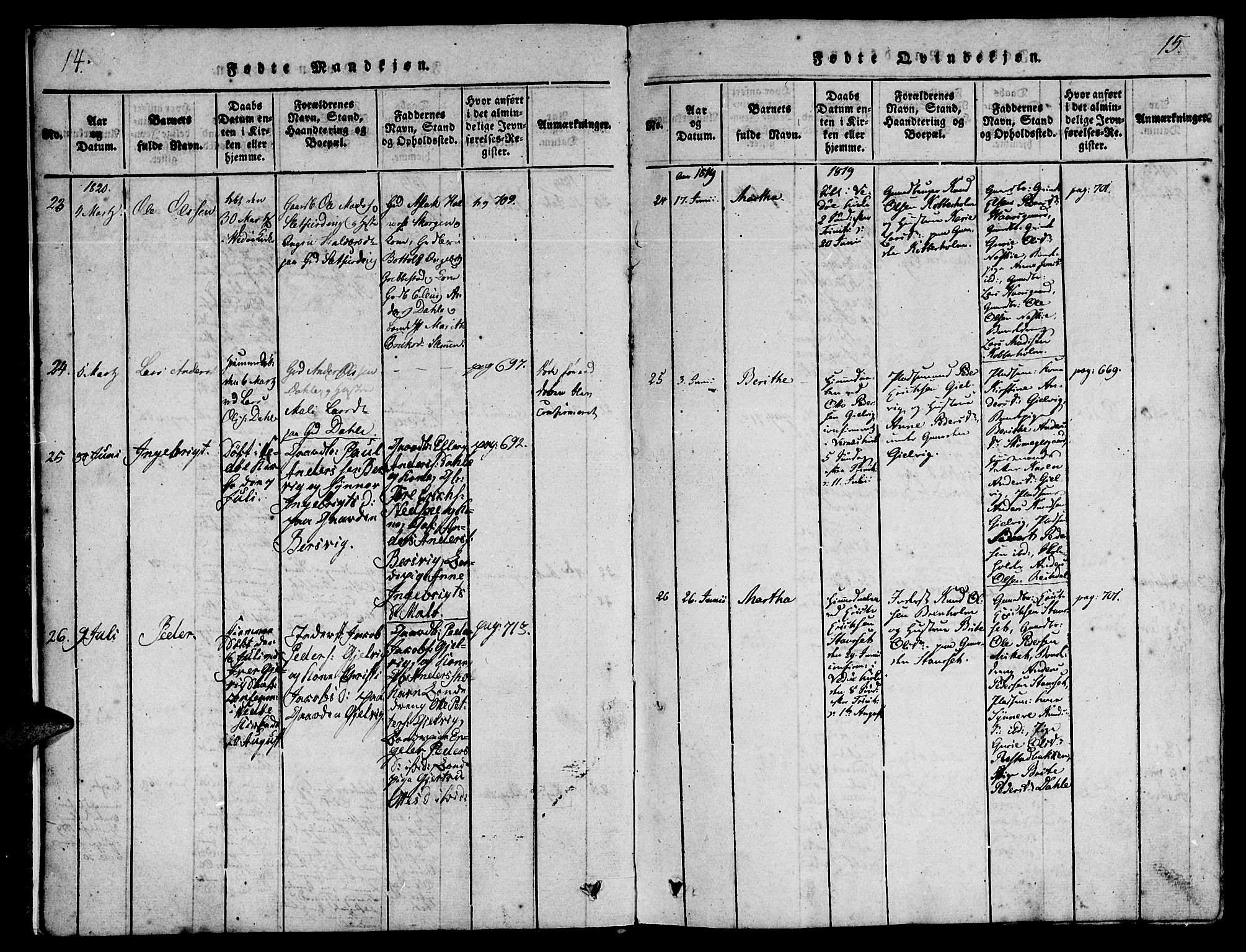 Ministerialprotokoller, klokkerbøker og fødselsregistre - Møre og Romsdal, AV/SAT-A-1454/547/L0602: Parish register (official) no. 547A04, 1818-1845, p. 14-15