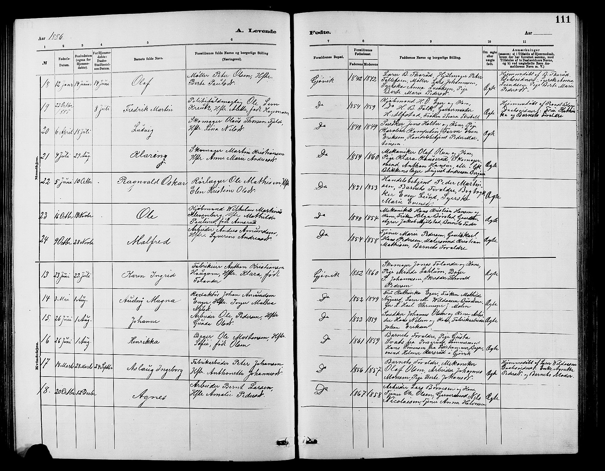 Vardal prestekontor, SAH/PREST-100/H/Ha/Hab/L0007: Parish register (copy) no. 7 /2, 1881-1895, p. 111