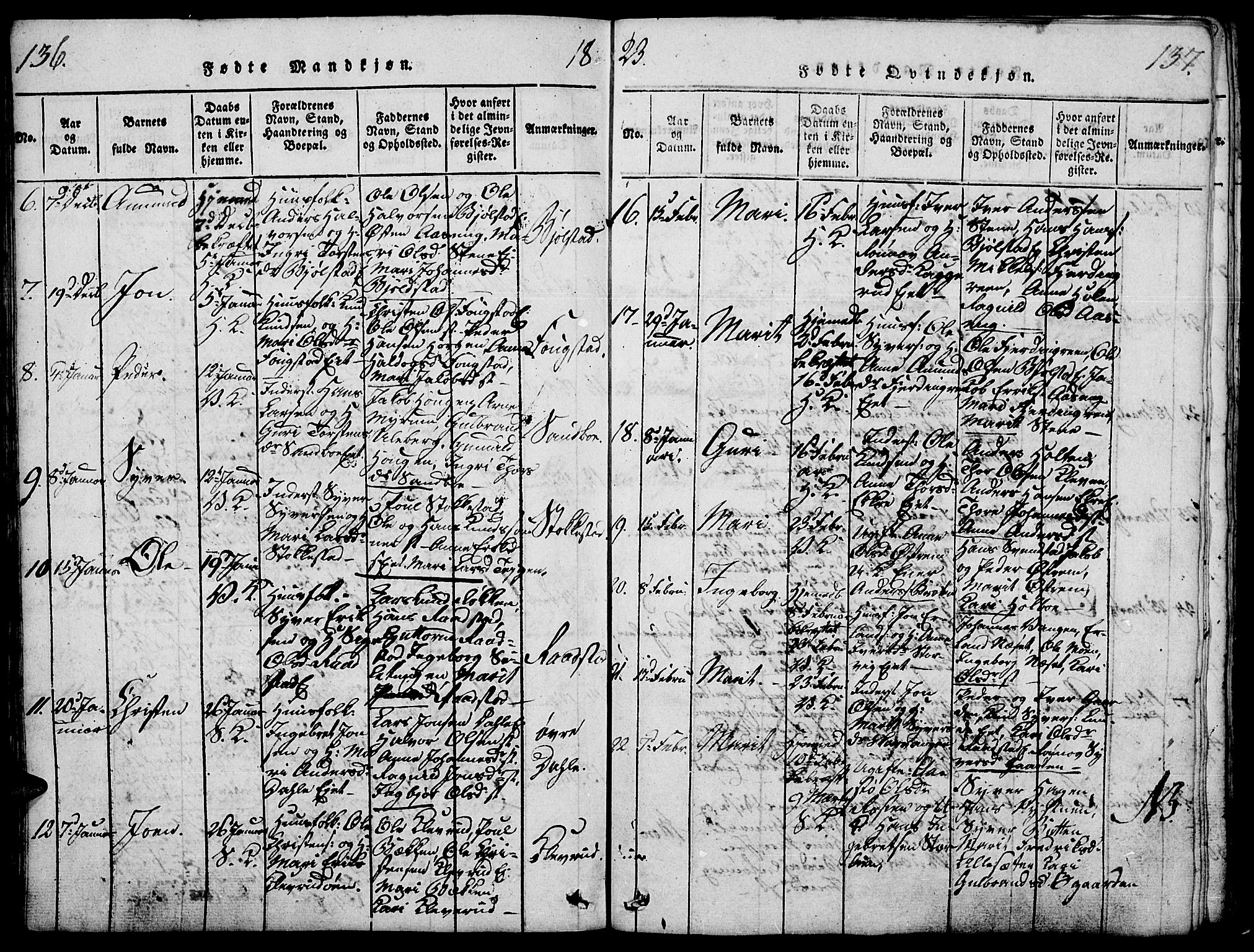 Vågå prestekontor, SAH/PREST-076/H/Ha/Haa/L0003: Parish register (official) no. 3, 1815-1827, p. 136-137