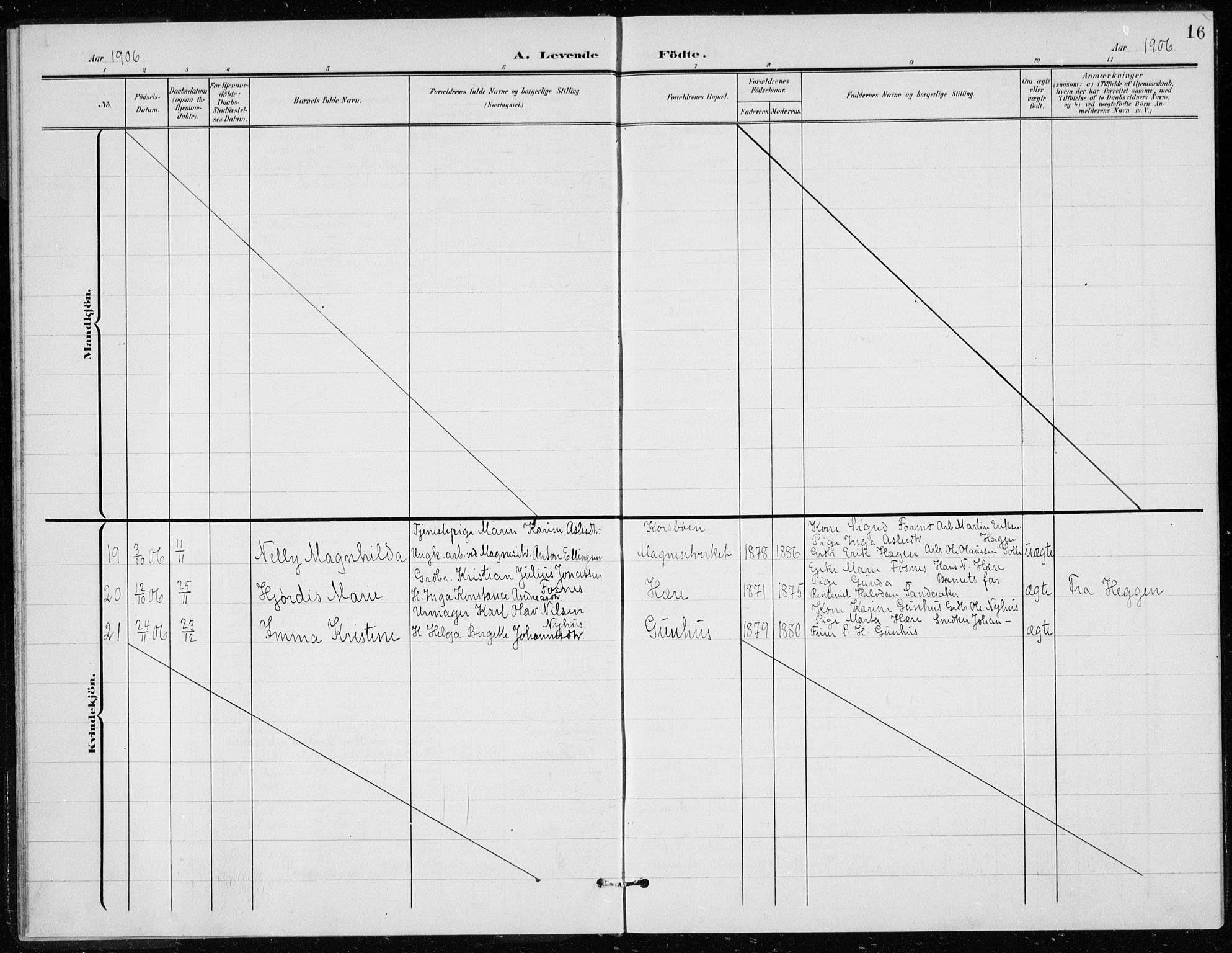 Modum kirkebøker, AV/SAKO-A-234/G/Gd/L0001: Parish register (copy) no. IV 1, 1901-1921, p. 16