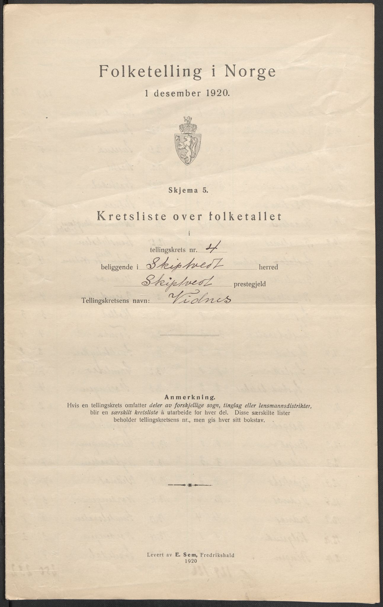 SAO, 1920 census for Skiptvet, 1920, p. 17