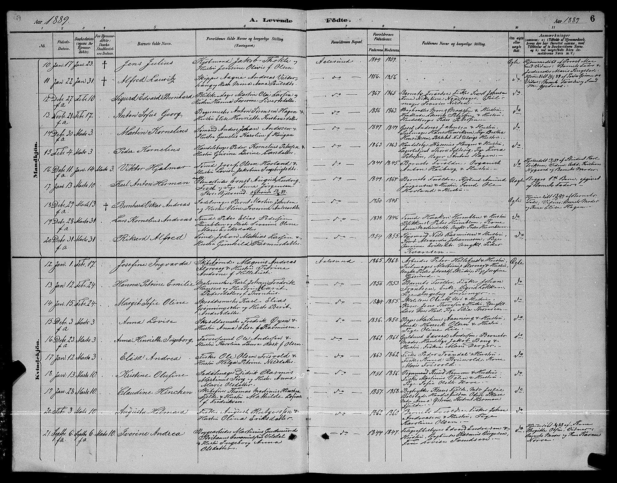 Ministerialprotokoller, klokkerbøker og fødselsregistre - Møre og Romsdal, AV/SAT-A-1454/529/L0467: Parish register (copy) no. 529C04, 1889-1897, p. 6