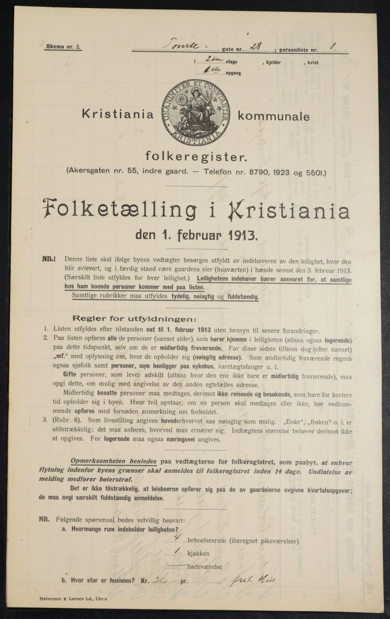 OBA, Municipal Census 1913 for Kristiania, 1913, p. 113696