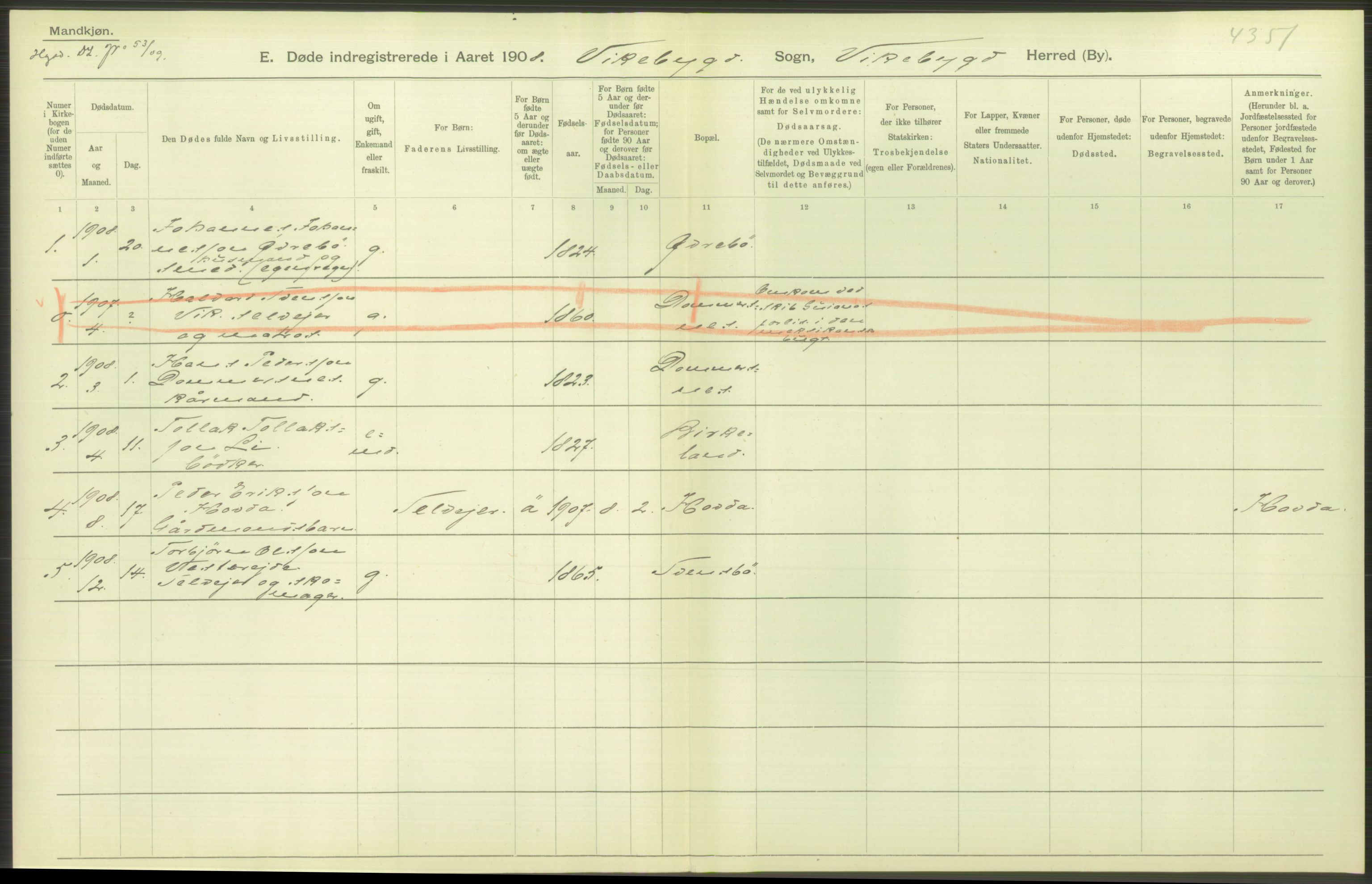 Statistisk sentralbyrå, Sosiodemografiske emner, Befolkning, AV/RA-S-2228/D/Df/Dfa/Dfaf/L0029: S. Bergenhus amt: Døde. Bygder., 1908, p. 54