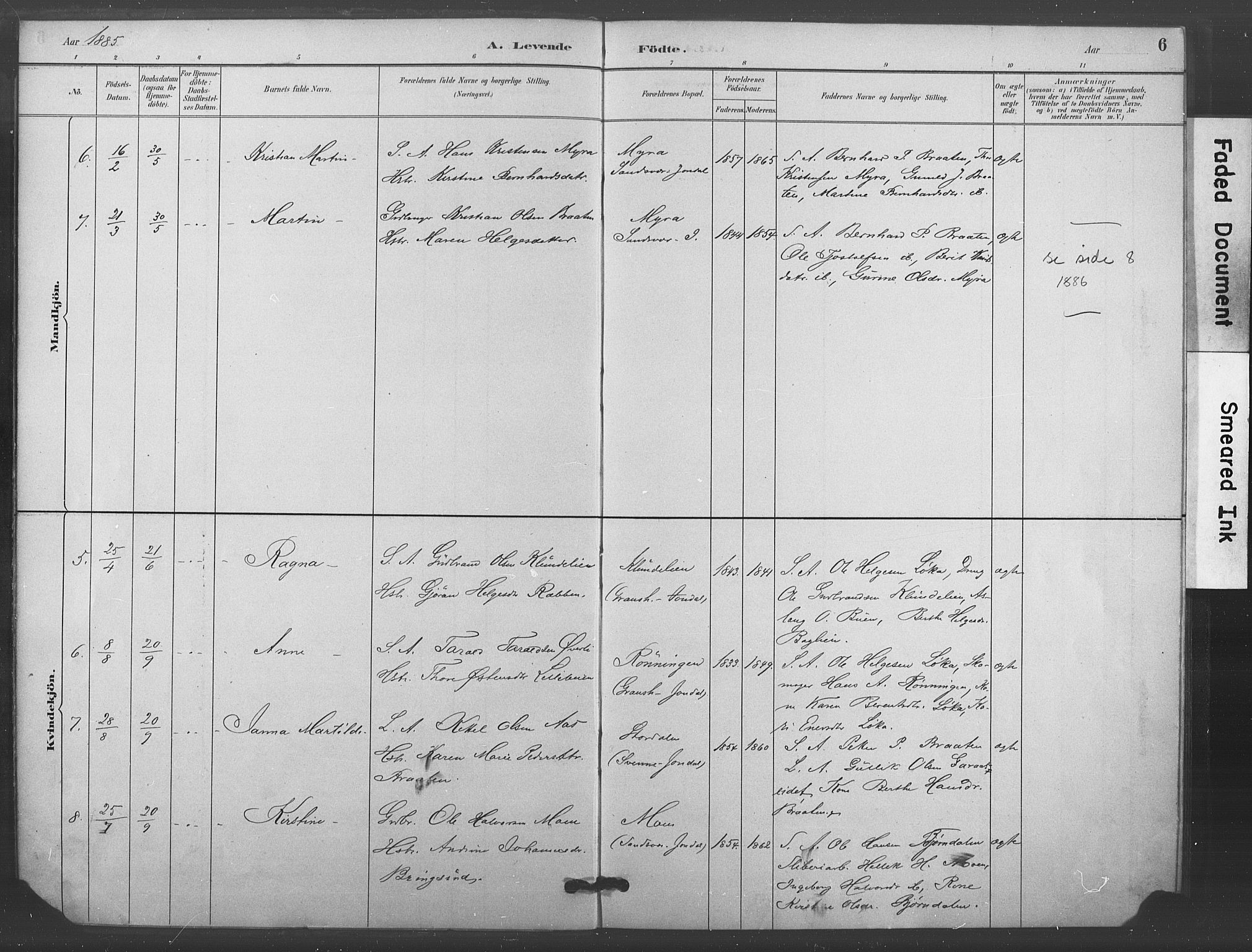 Kongsberg kirkebøker, AV/SAKO-A-22/F/Fc/L0001: Parish register (official) no. III 1, 1883-1897, p. 6