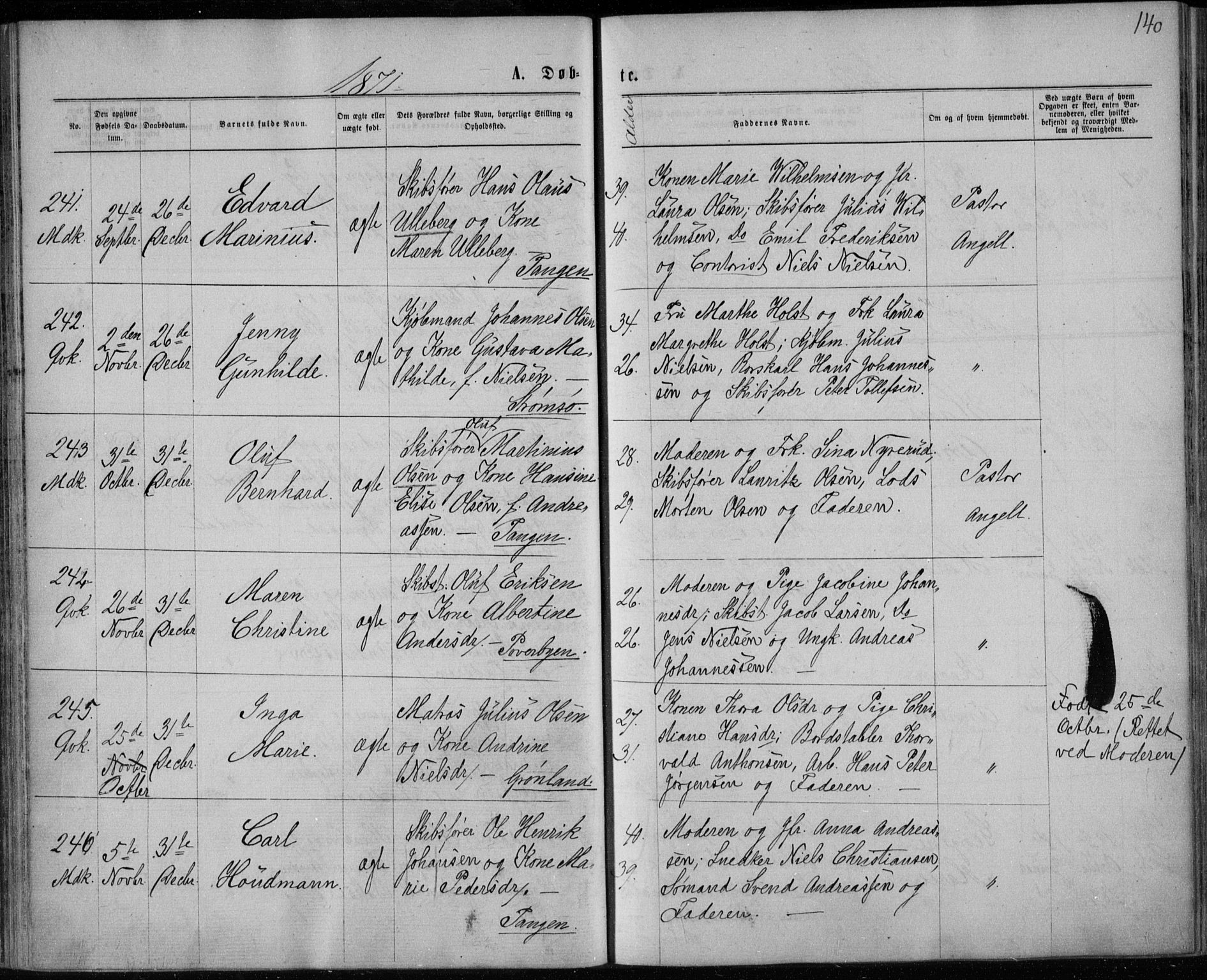 Strømsø kirkebøker, SAKO/A-246/F/Fa/L0016: Parish register (official) no. I 16, 1868-1873, p. 140