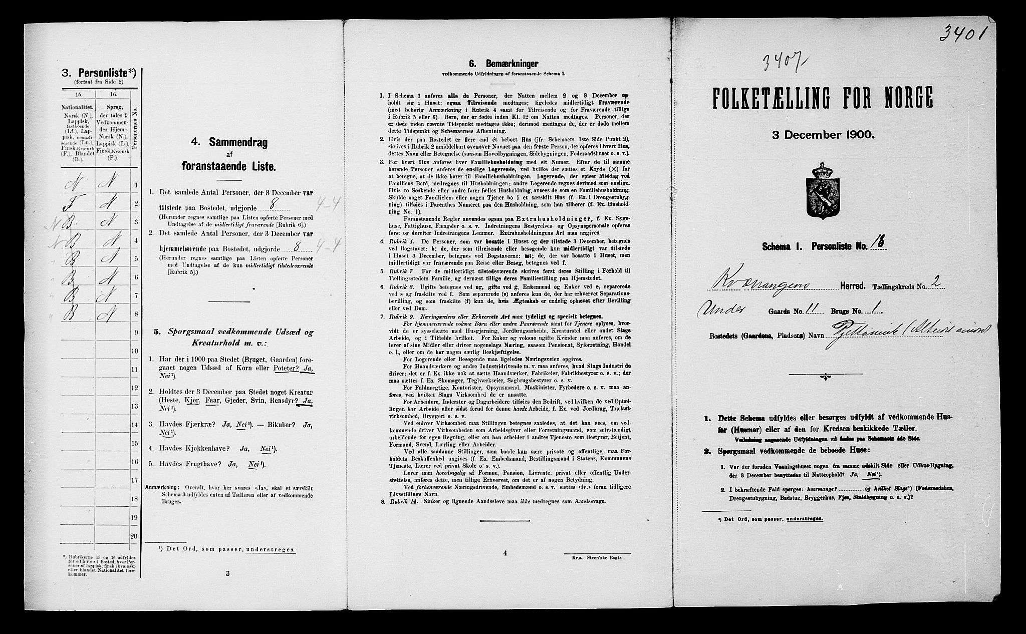 SATØ, 1900 census for Kvænangen, 1900, p. 22