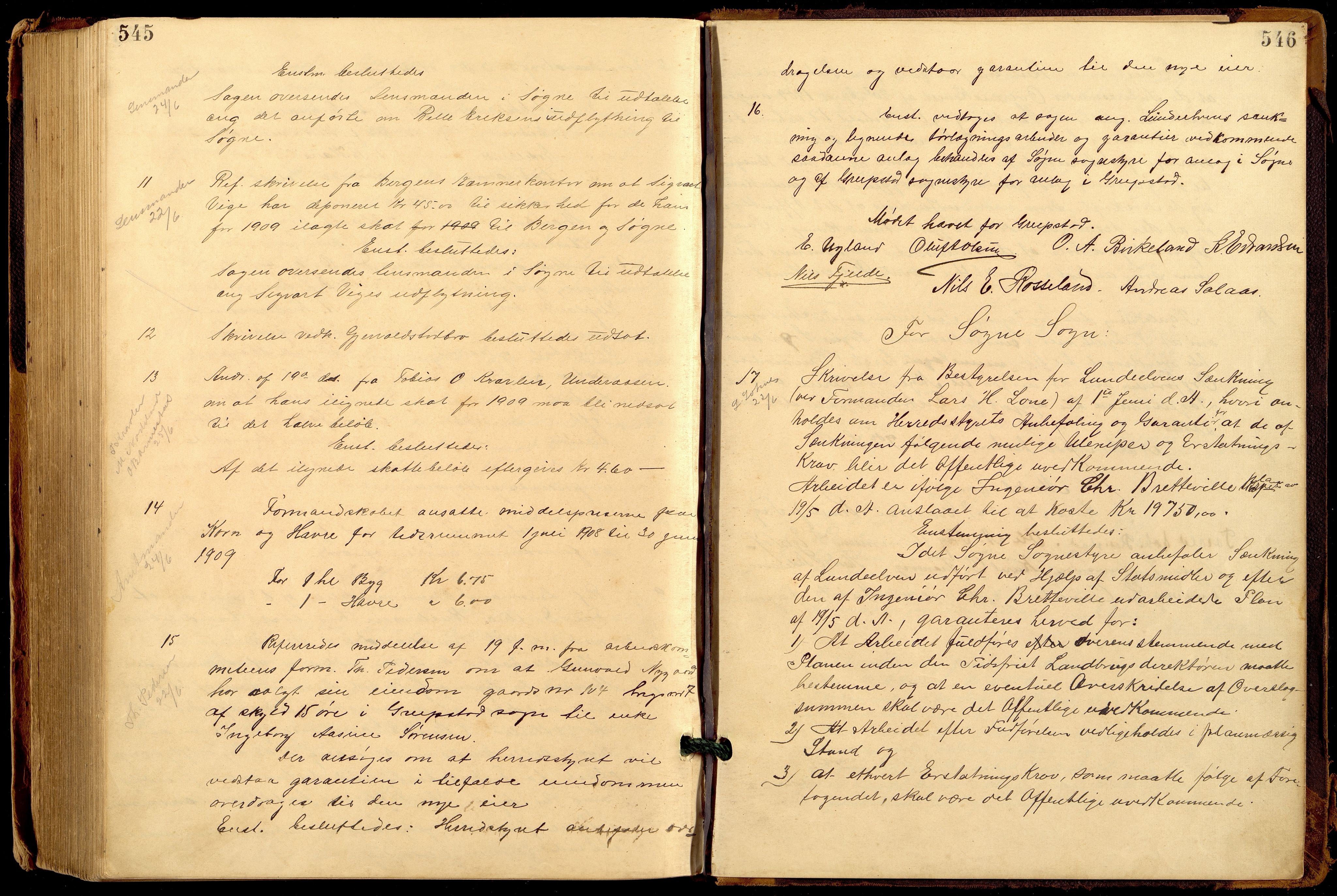 Søgne og Greipstad kommune - Formannskapet, ARKSOR/1018SG120/A/L0006: Møtebok (d), 1901-1909, p. 545-546