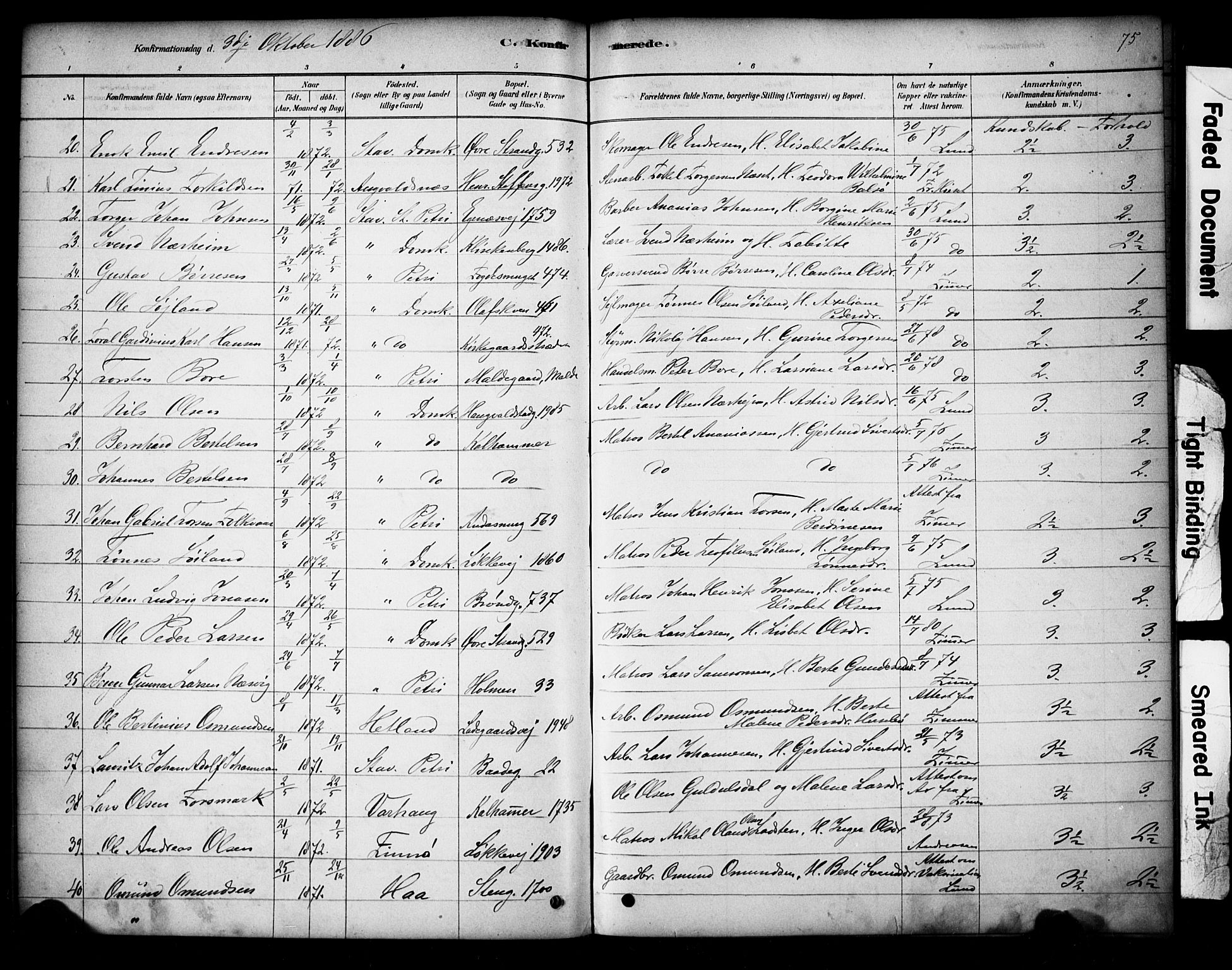 Domkirken sokneprestkontor, AV/SAST-A-101812/001/30/30BA/L0028: Parish register (official) no. A 27, 1878-1896, p. 75