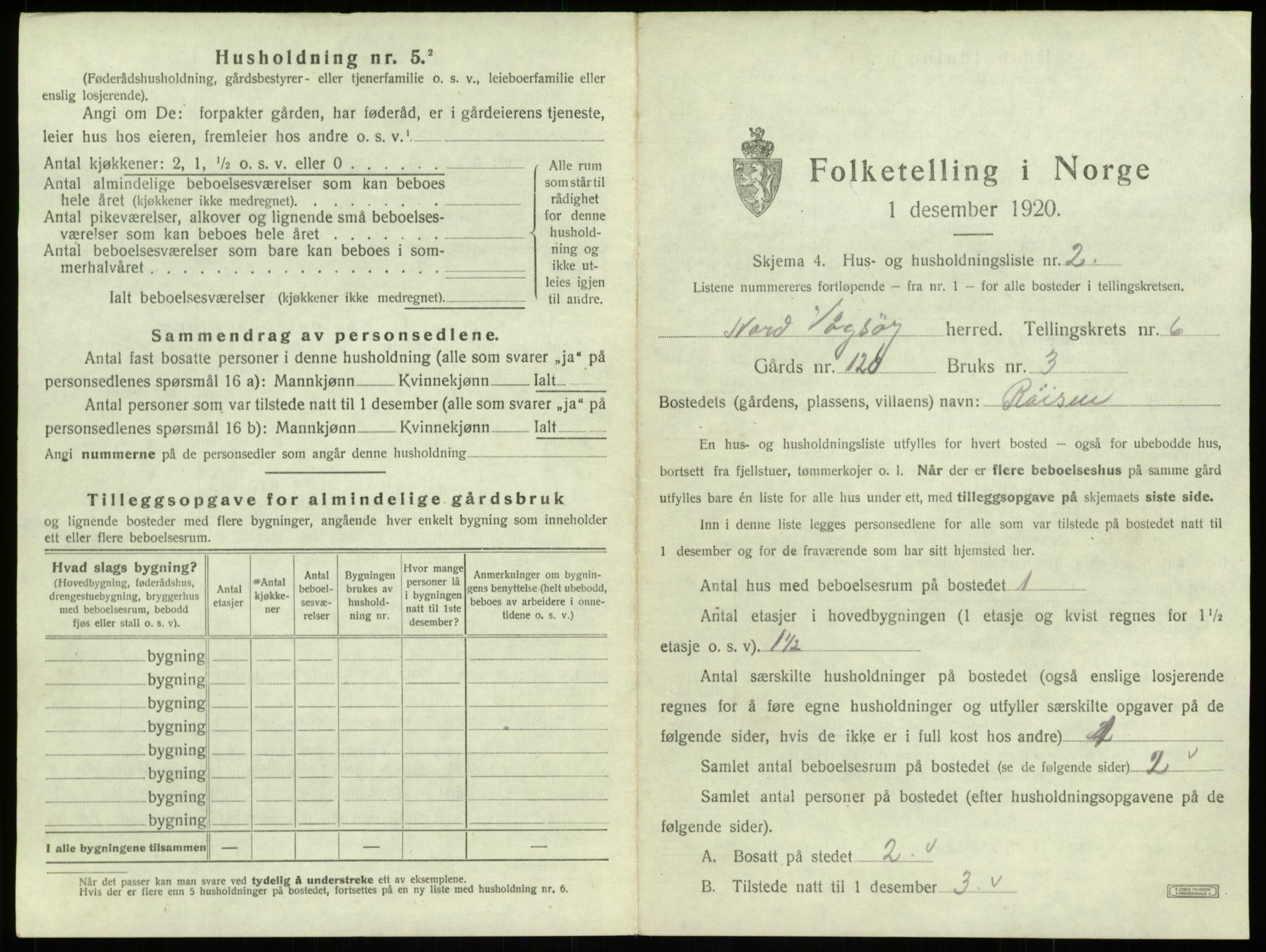 SAB, 1920 census for Nord-Vågsøy, 1920, p. 301