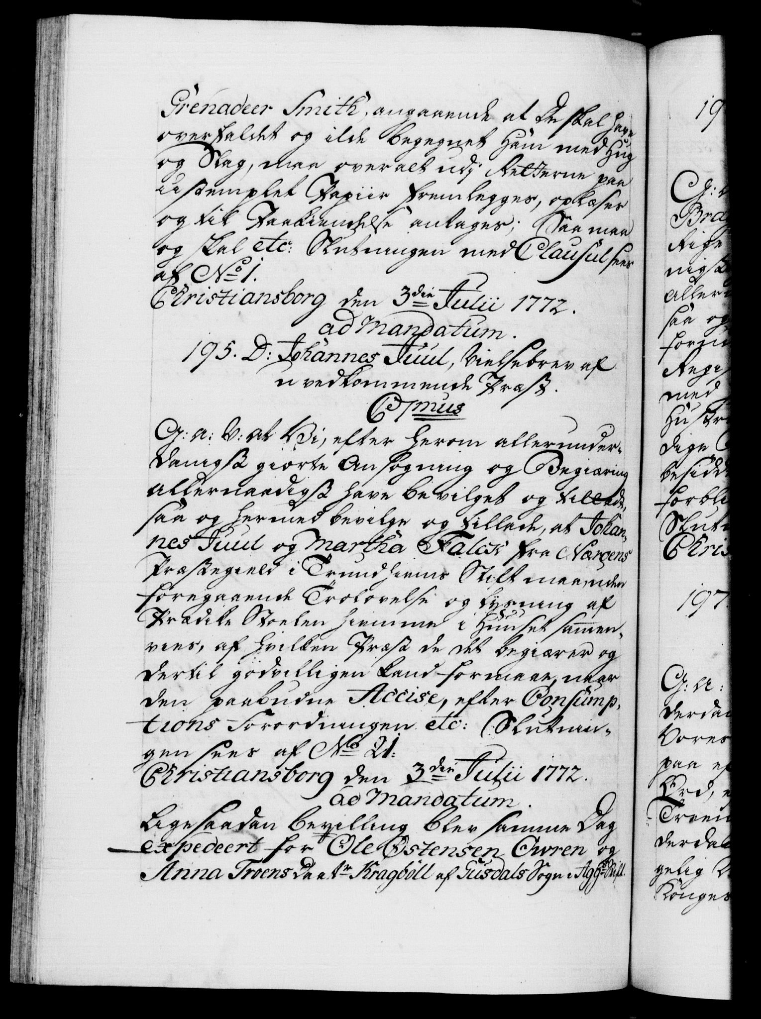 Danske Kanselli 1572-1799, RA/EA-3023/F/Fc/Fca/Fcaa/L0045: Norske registre "Norske eller 3. dept.s åpne brev, 1771-1773, p. 342b