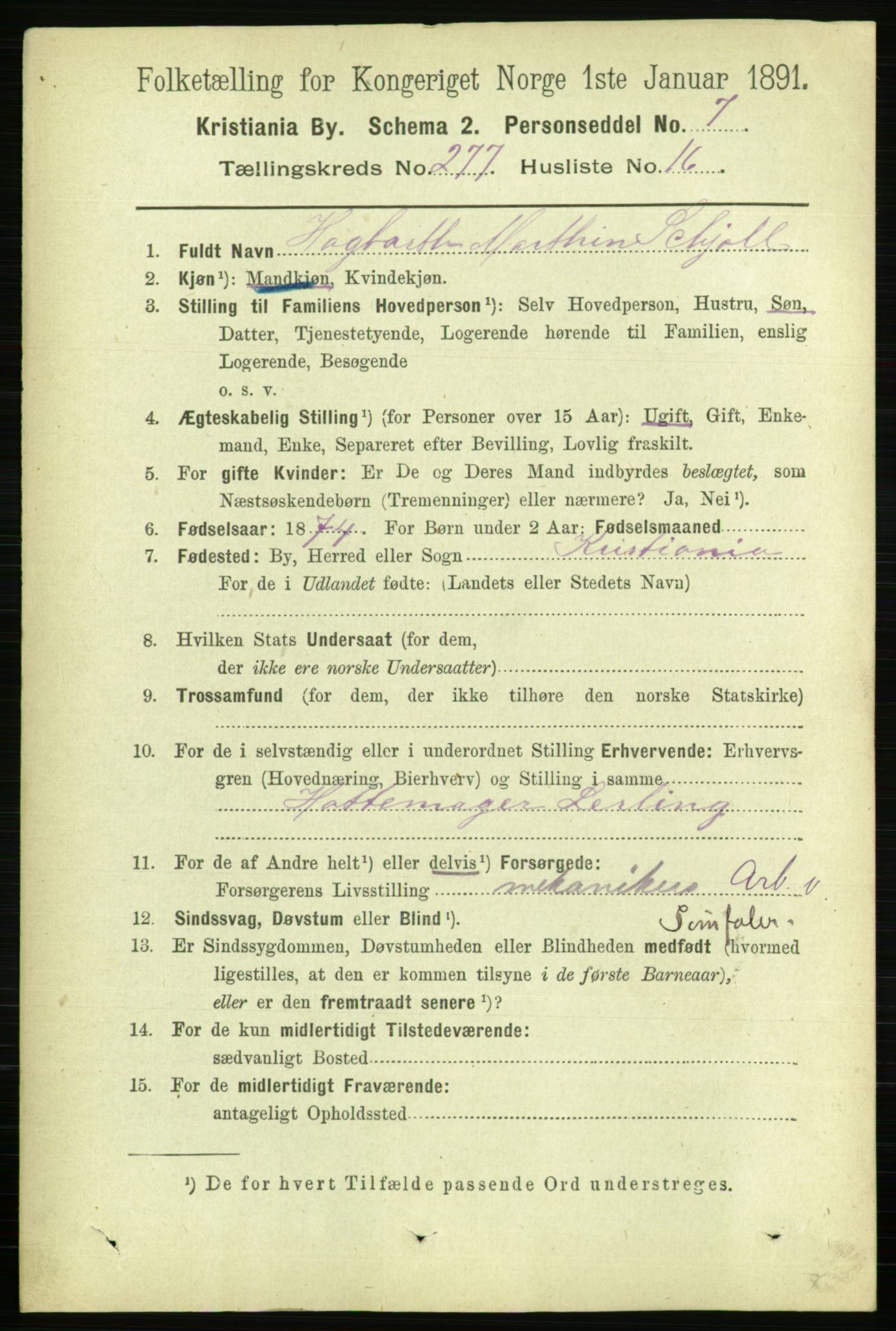 RA, 1891 census for 0301 Kristiania, 1891, p. 168388