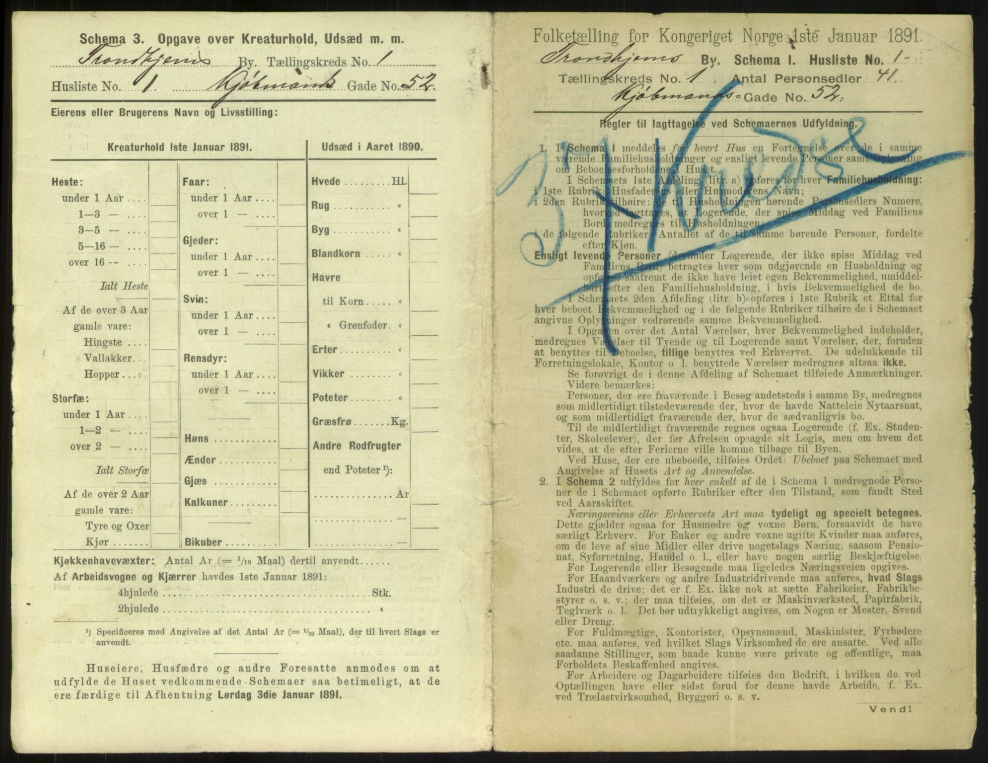 RA, 1891 census for 1601 Trondheim, 1891, p. 90