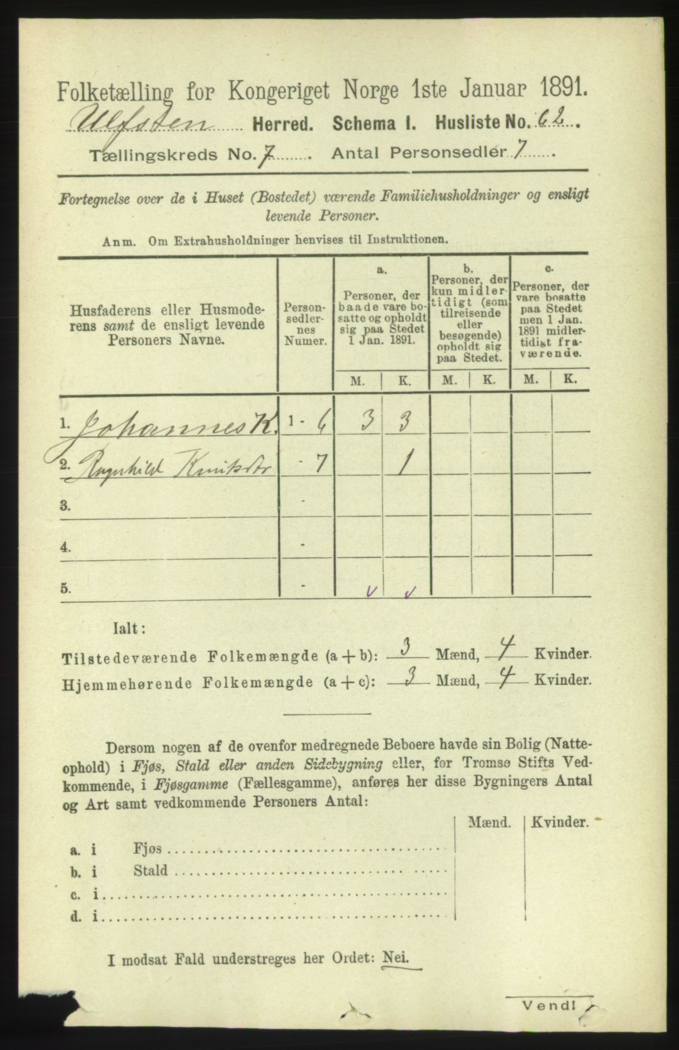 RA, 1891 census for 1516 Ulstein, 1891, p. 2180