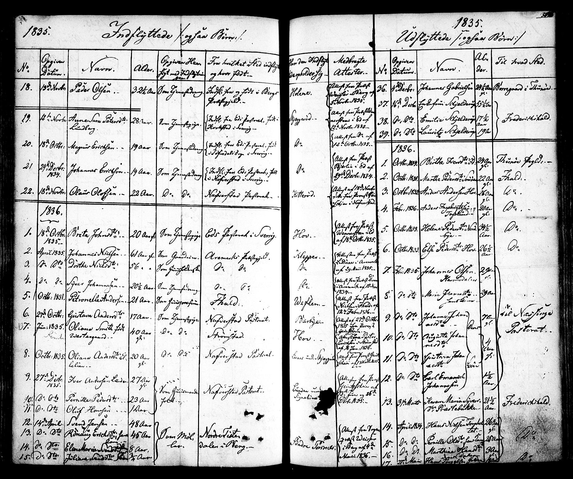 Idd prestekontor Kirkebøker, AV/SAO-A-10911/F/Fc/L0003: Parish register (official) no. III 3, 1832-1847, p. 313