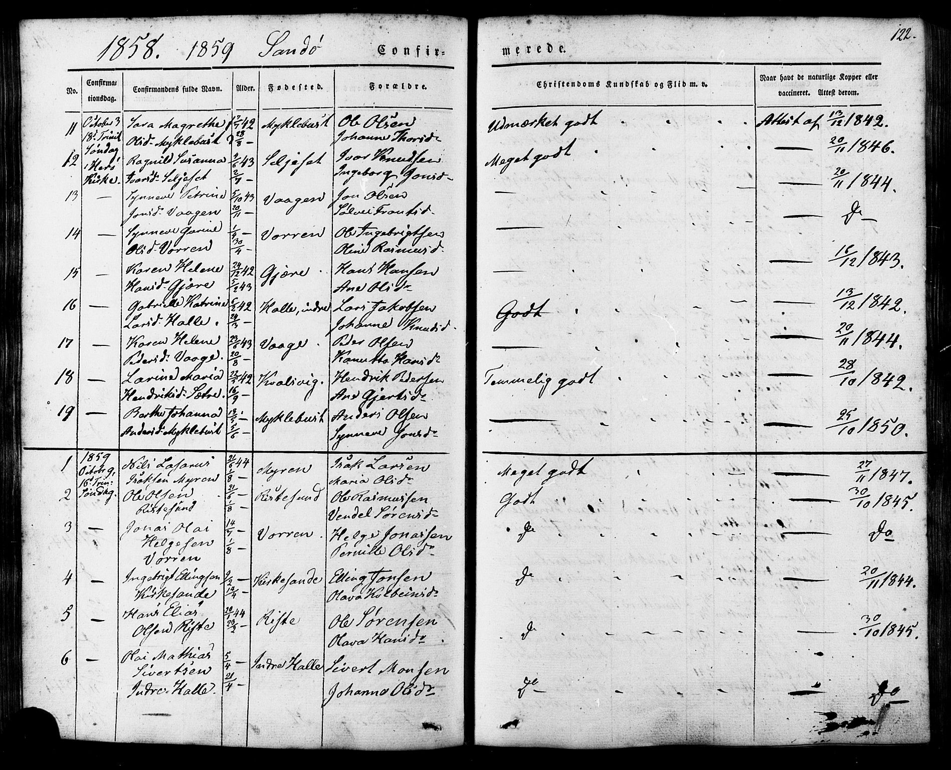 Ministerialprotokoller, klokkerbøker og fødselsregistre - Møre og Romsdal, AV/SAT-A-1454/503/L0034: Parish register (official) no. 503A02, 1841-1884, p. 122