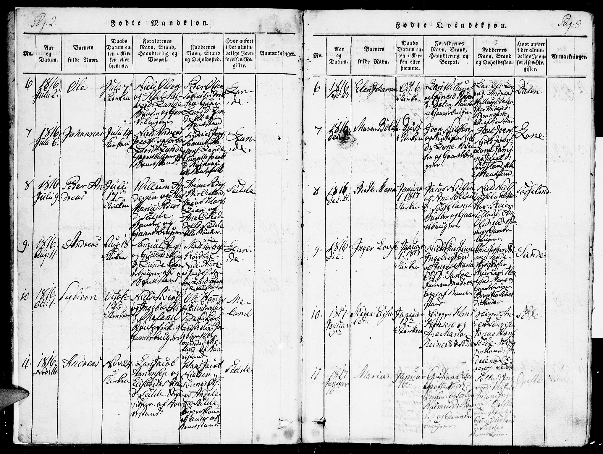 Kvinesdal sokneprestkontor, AV/SAK-1111-0026/F/Fa/Faa/L0001: Parish register (official) no. A 1, 1815-1849, p. 3