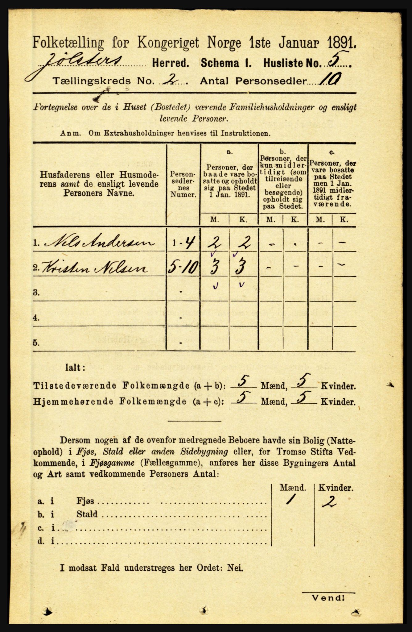 RA, 1891 census for 1431 Jølster, 1891, p. 520