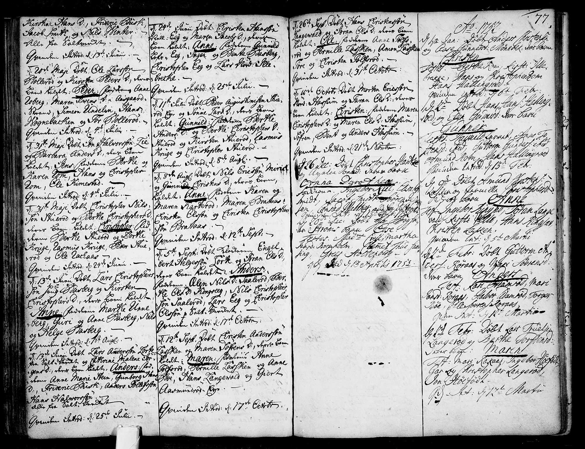 Sem kirkebøker, AV/SAKO-A-5/F/Fb/L0001: Parish register (official) no. II 1, 1702-1764, p. 77