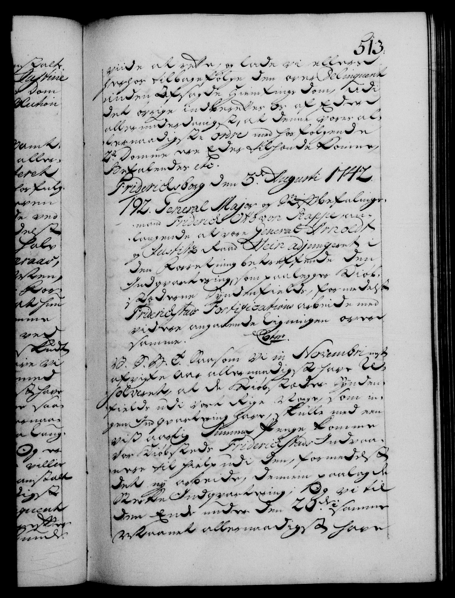 Danske Kanselli 1572-1799, AV/RA-EA-3023/F/Fc/Fca/Fcab/L0029: Norske tegnelser, 1741-1743, p. 513a