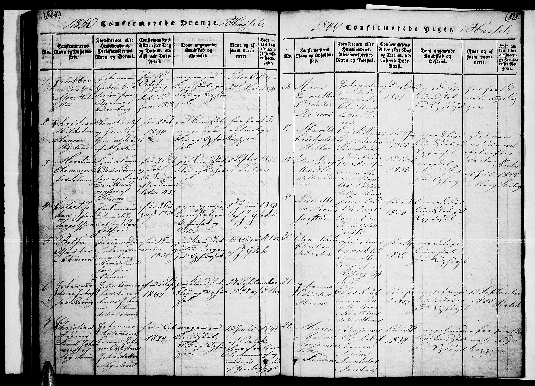 Ministerialprotokoller, klokkerbøker og fødselsregistre - Nordland, AV/SAT-A-1459/888/L1263: Parish register (copy) no. 888C02 /1, 1820-1850, p. 524-525