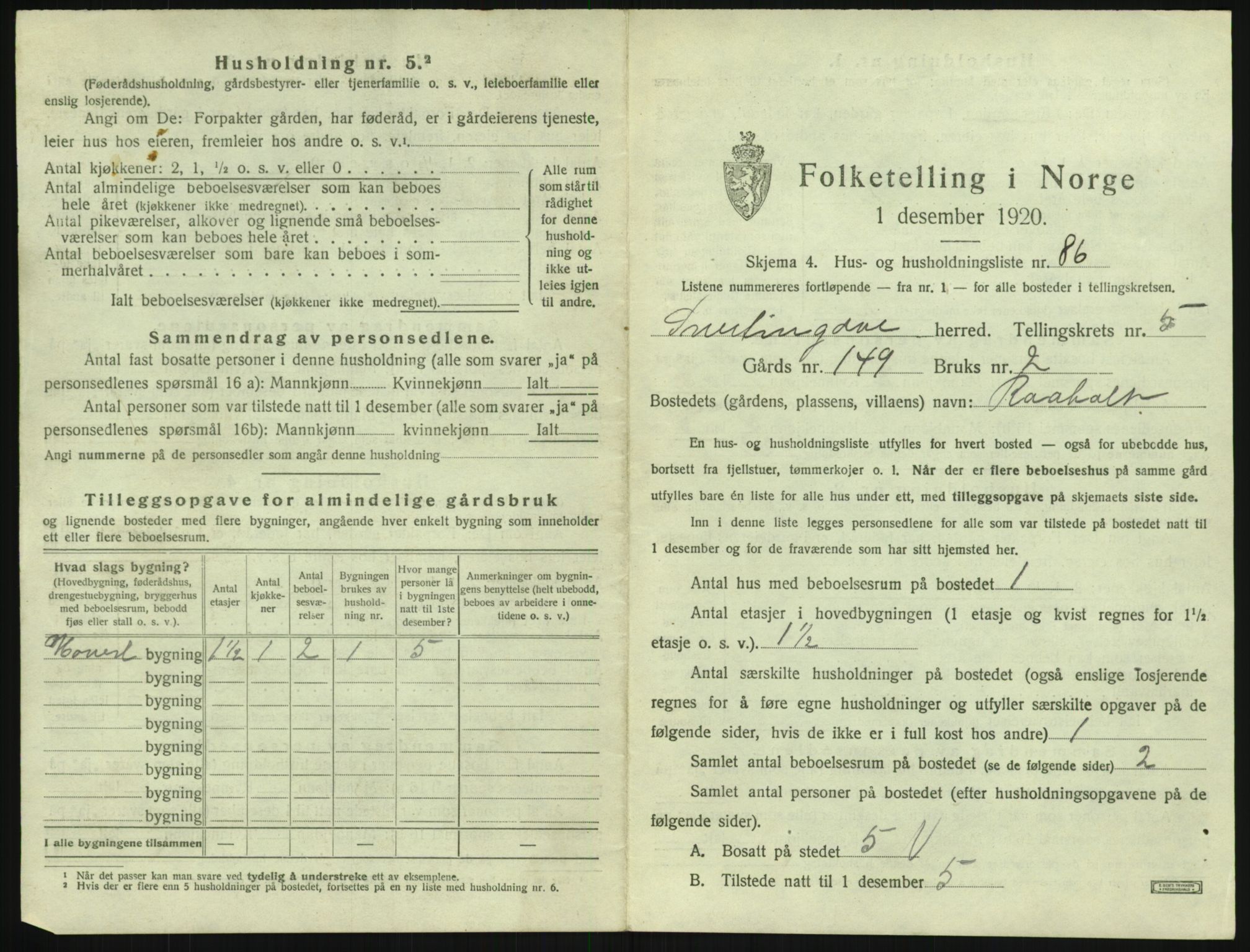 SAH, 1920 census for Snertingdal, 1920, p. 753