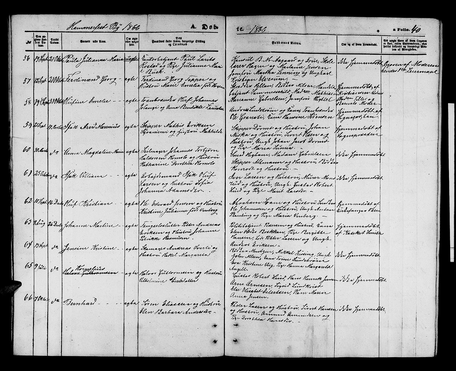 Hammerfest sokneprestkontor, AV/SATØ-S-1347/H/Hb/L0003.klokk: Parish register (copy) no. 3 /1, 1862-1868, p. 40