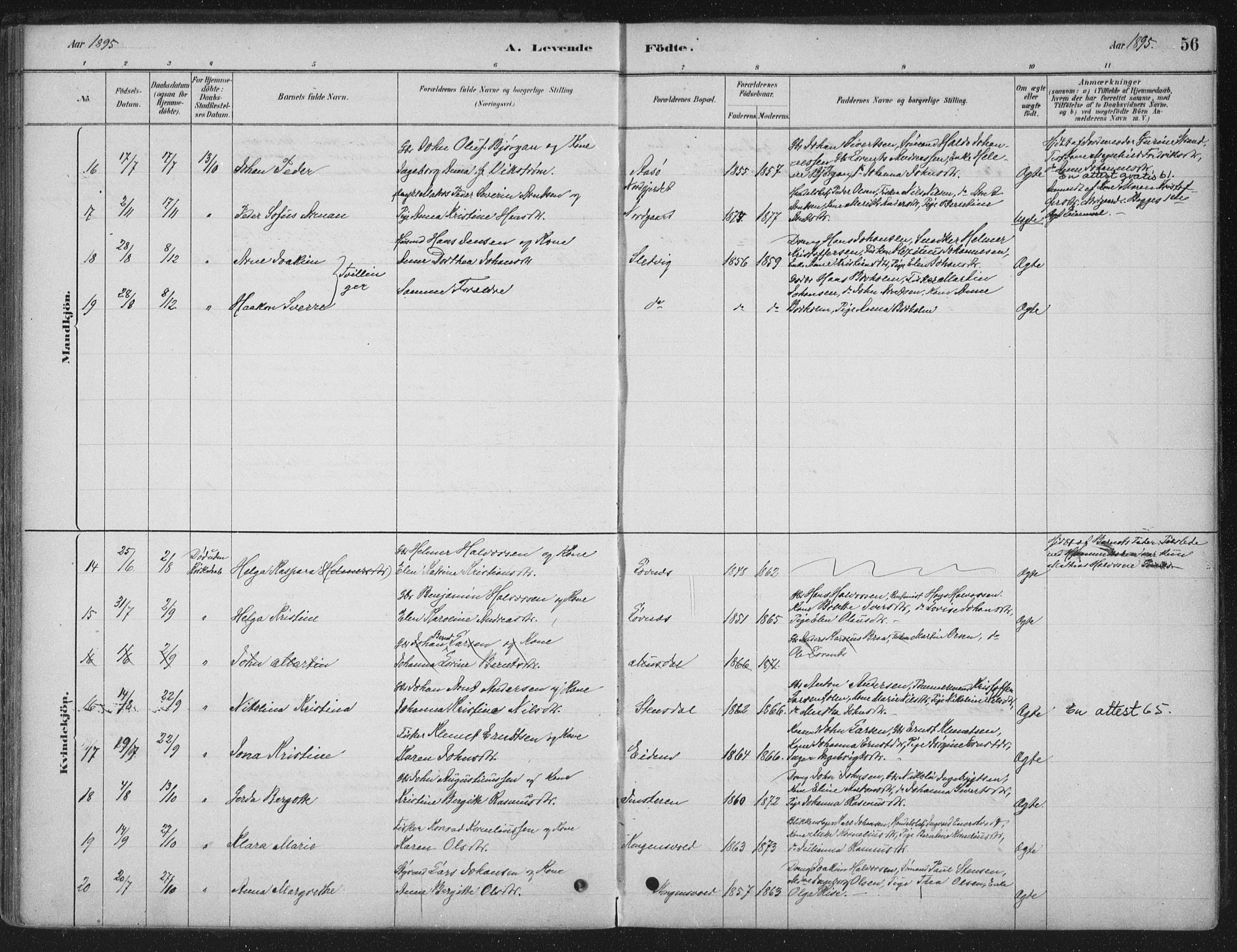 Ministerialprotokoller, klokkerbøker og fødselsregistre - Sør-Trøndelag, SAT/A-1456/662/L0755: Parish register (official) no. 662A01, 1879-1905, p. 56