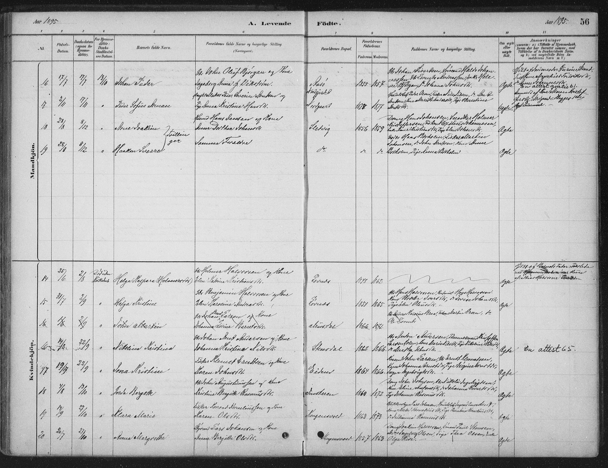 Ministerialprotokoller, klokkerbøker og fødselsregistre - Sør-Trøndelag, AV/SAT-A-1456/662/L0755: Parish register (official) no. 662A01, 1879-1905, p. 56