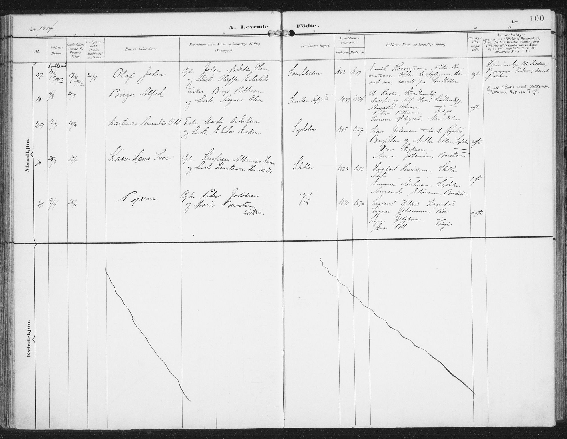 Ministerialprotokoller, klokkerbøker og fødselsregistre - Nordland, AV/SAT-A-1459/876/L1098: Parish register (official) no. 876A04, 1896-1915, p. 100